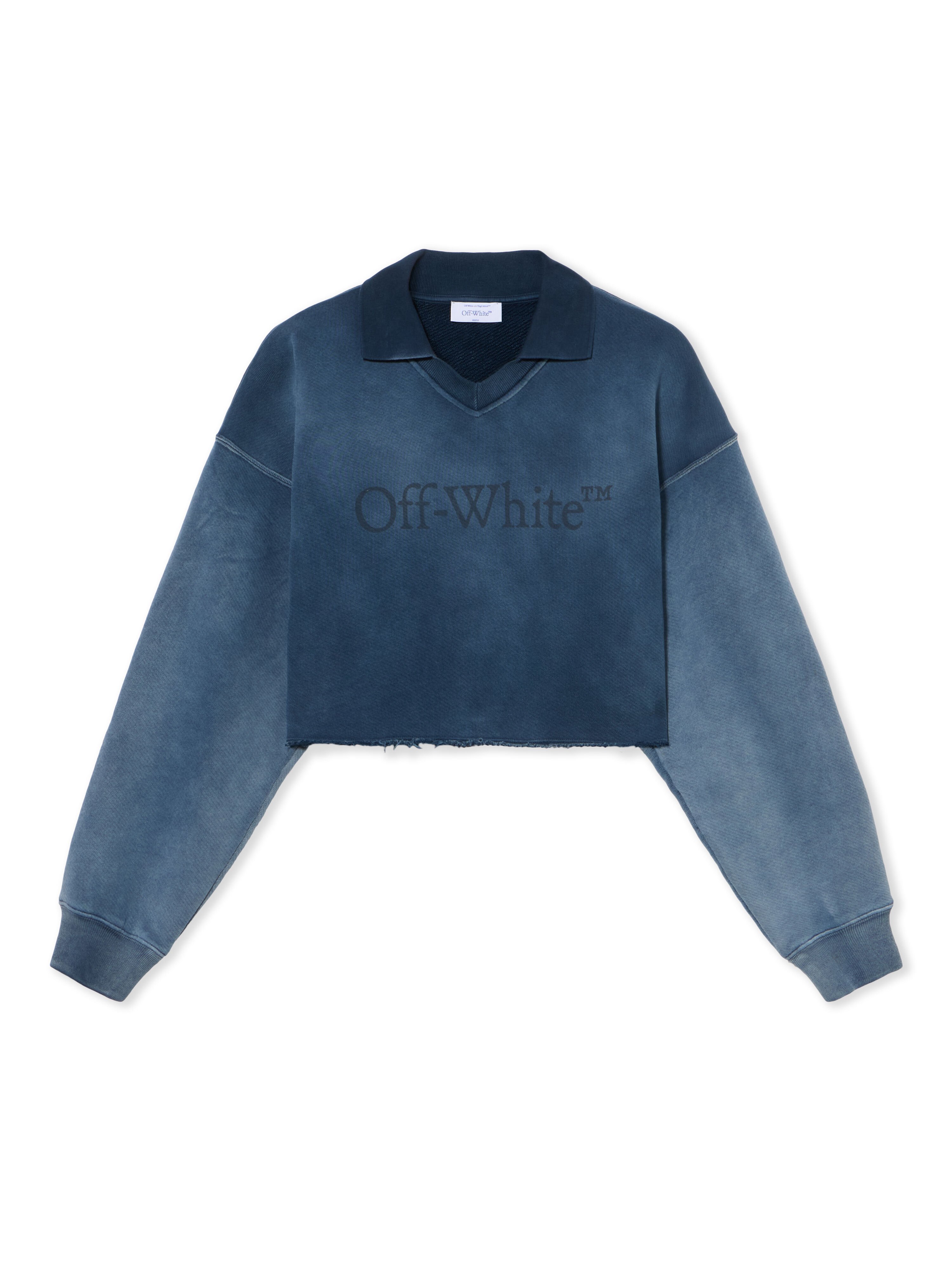 OFF WHITE LAUNDRY CROP POLO SWEATSHIRT SPRAY D. SAPPHIRE - SPRAY D. SAPPHIRE OWBA07BF25FLE004