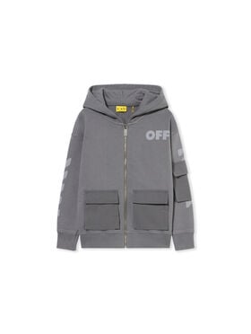 OFF WHITE Garment Dyed Cargo Hoodie Zip DARK GREY - LIGHT GREY OBBE005F25FLE001