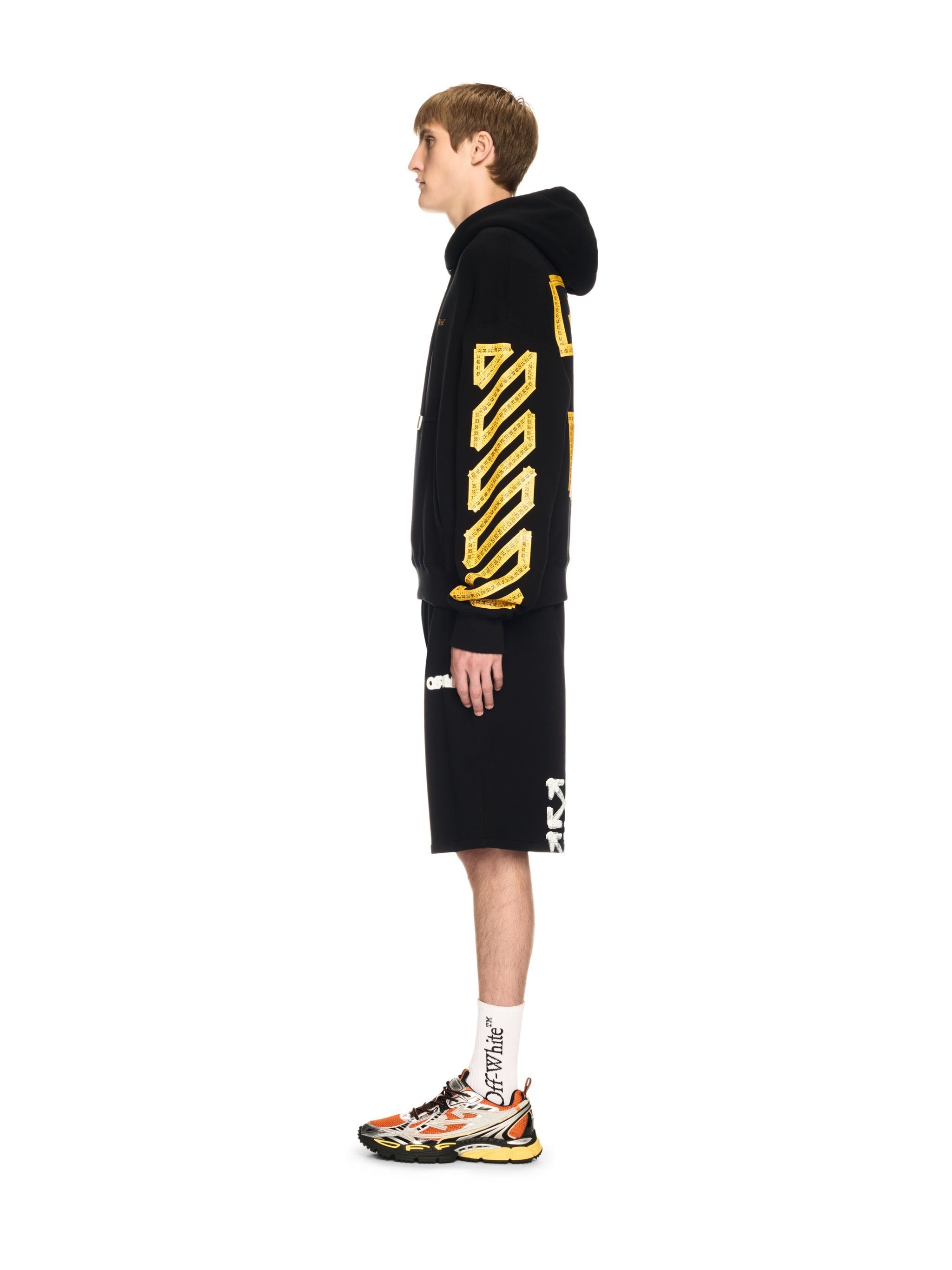 OFF WHITE Felpa Nera Con Cappuccio E Motivo Tape Arrow NERO OMBB085S25FLE00J