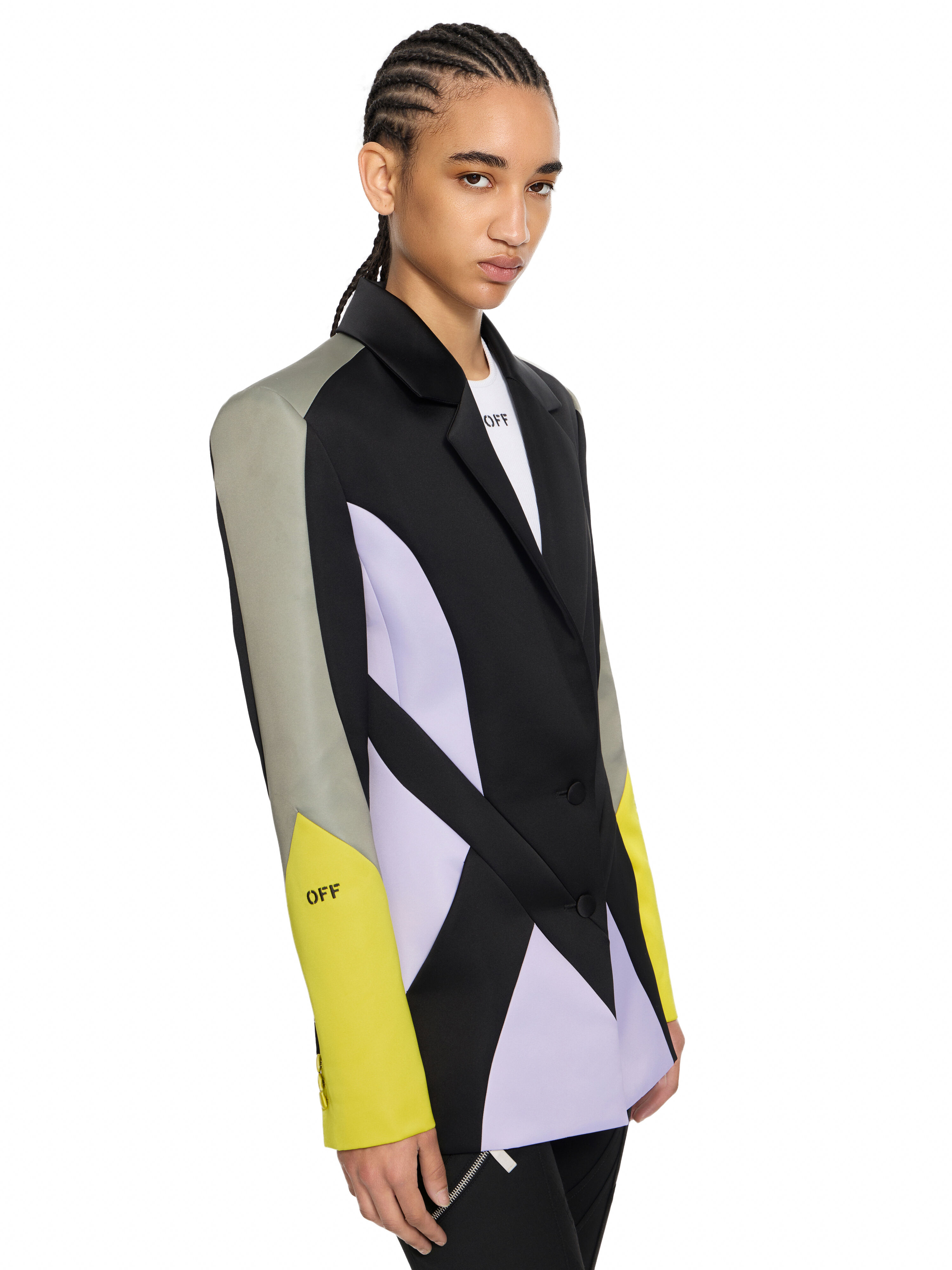OFF WHITE Duchesse Col Block Blazer Black Wisteria 29G00232T