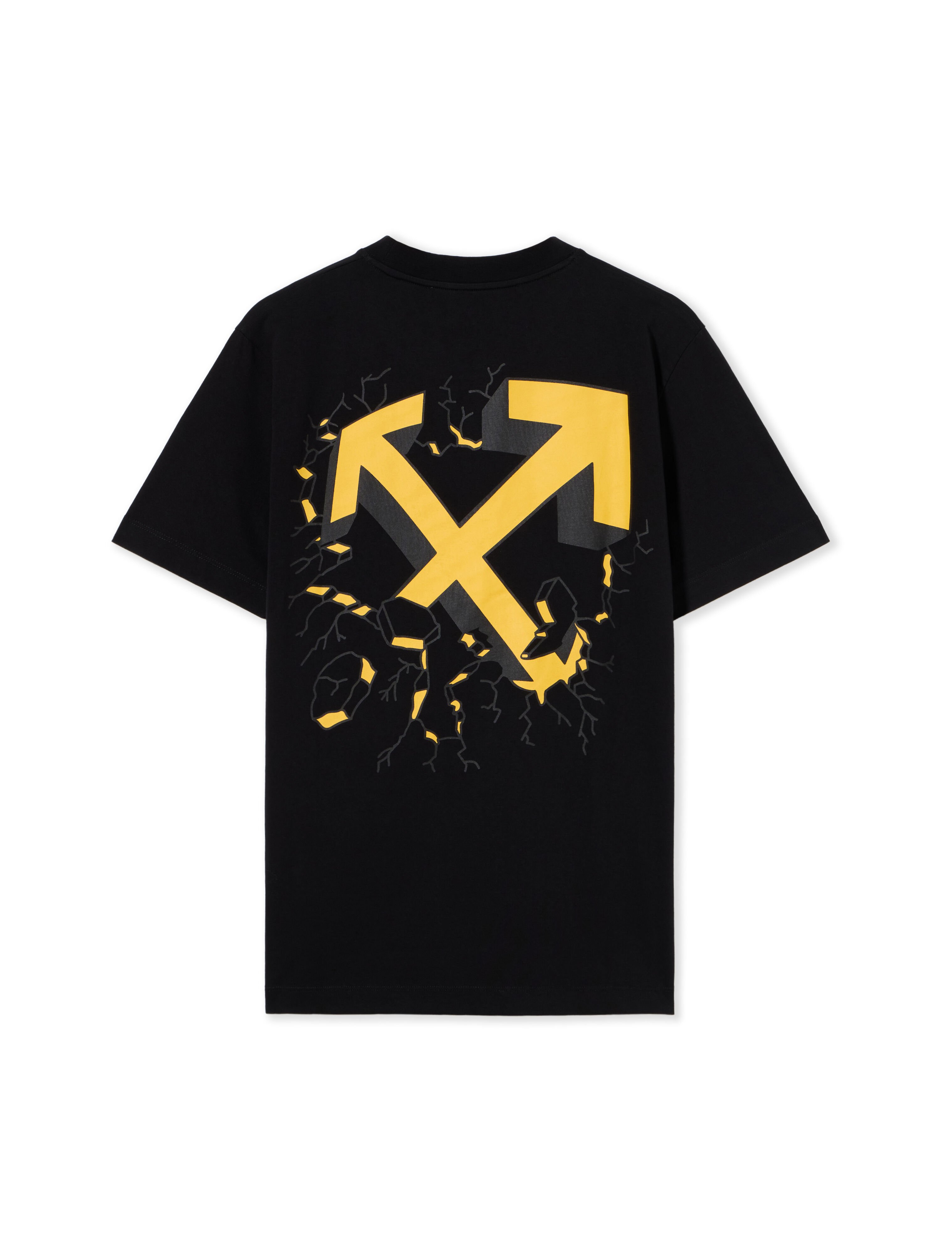 OFF WHITE Cartoon Arrow Slim Tee BLACK - YELLOW OMAA027G20JER064
