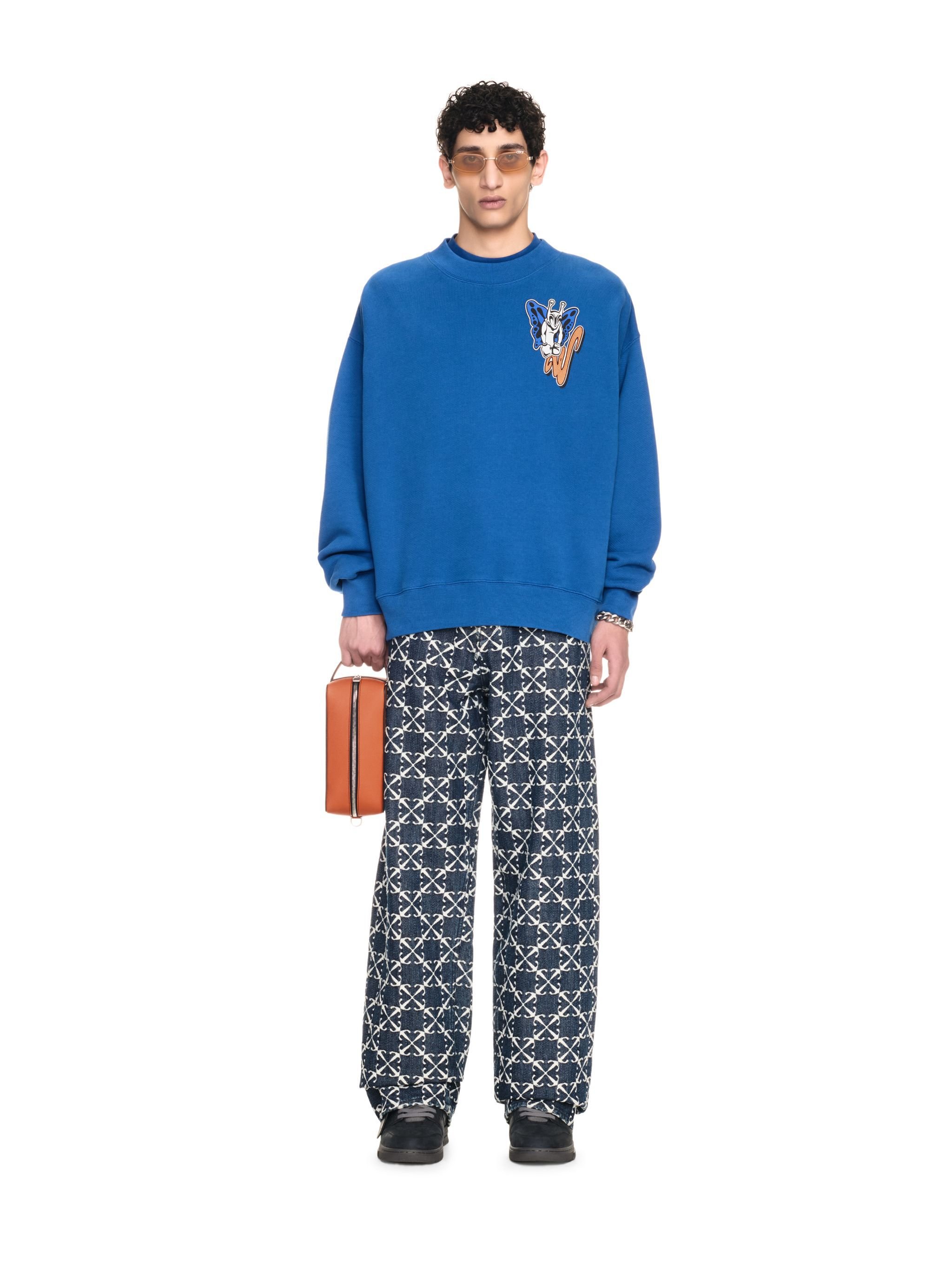 OFF WHITE Gang Skate Crewneck BLUE OMBA054F24FLE006