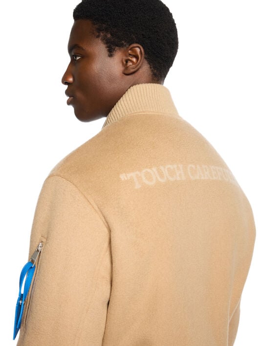 OFF WHITE Quote Bomber Jacket DOE - LIGHT BROWN OMEH05JF25FAB001