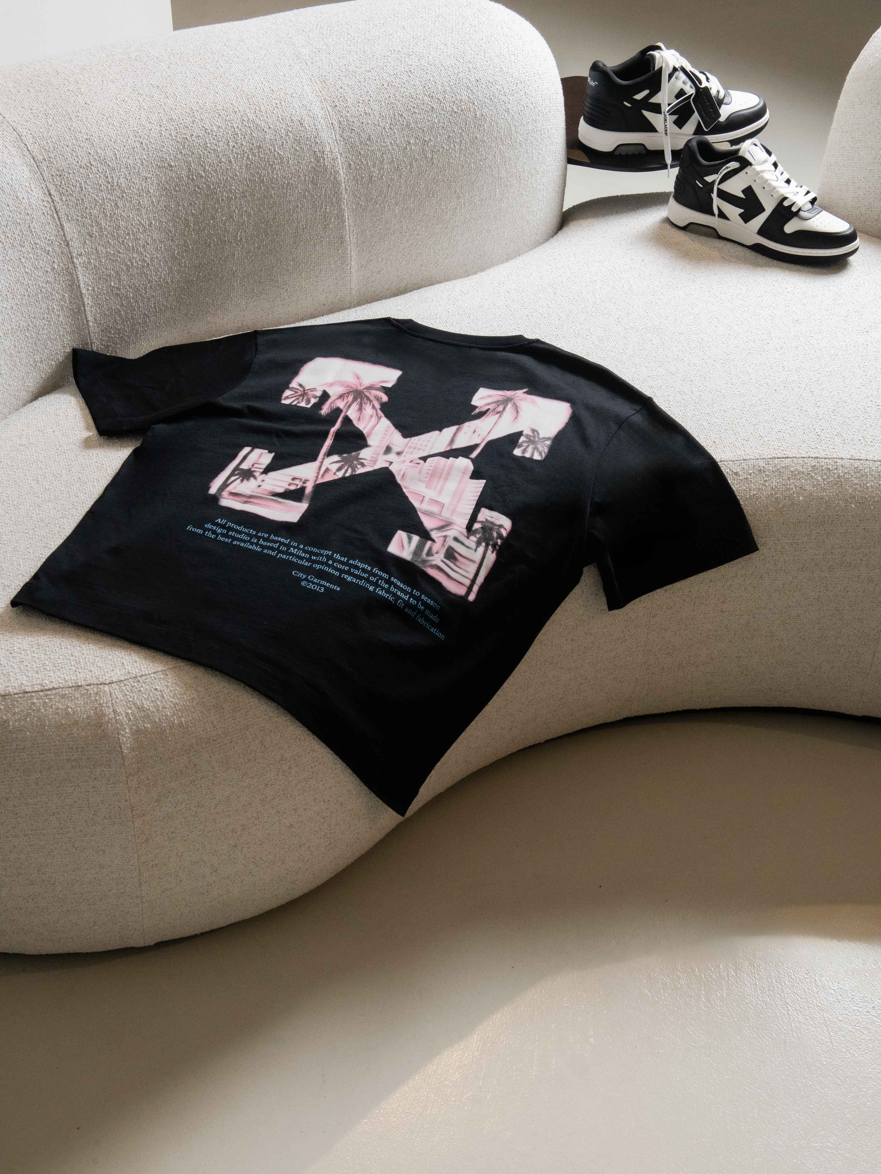 OFF WHITE Miami City Garments Skate  T-Shirt BLACK 44MAA120S26J01H