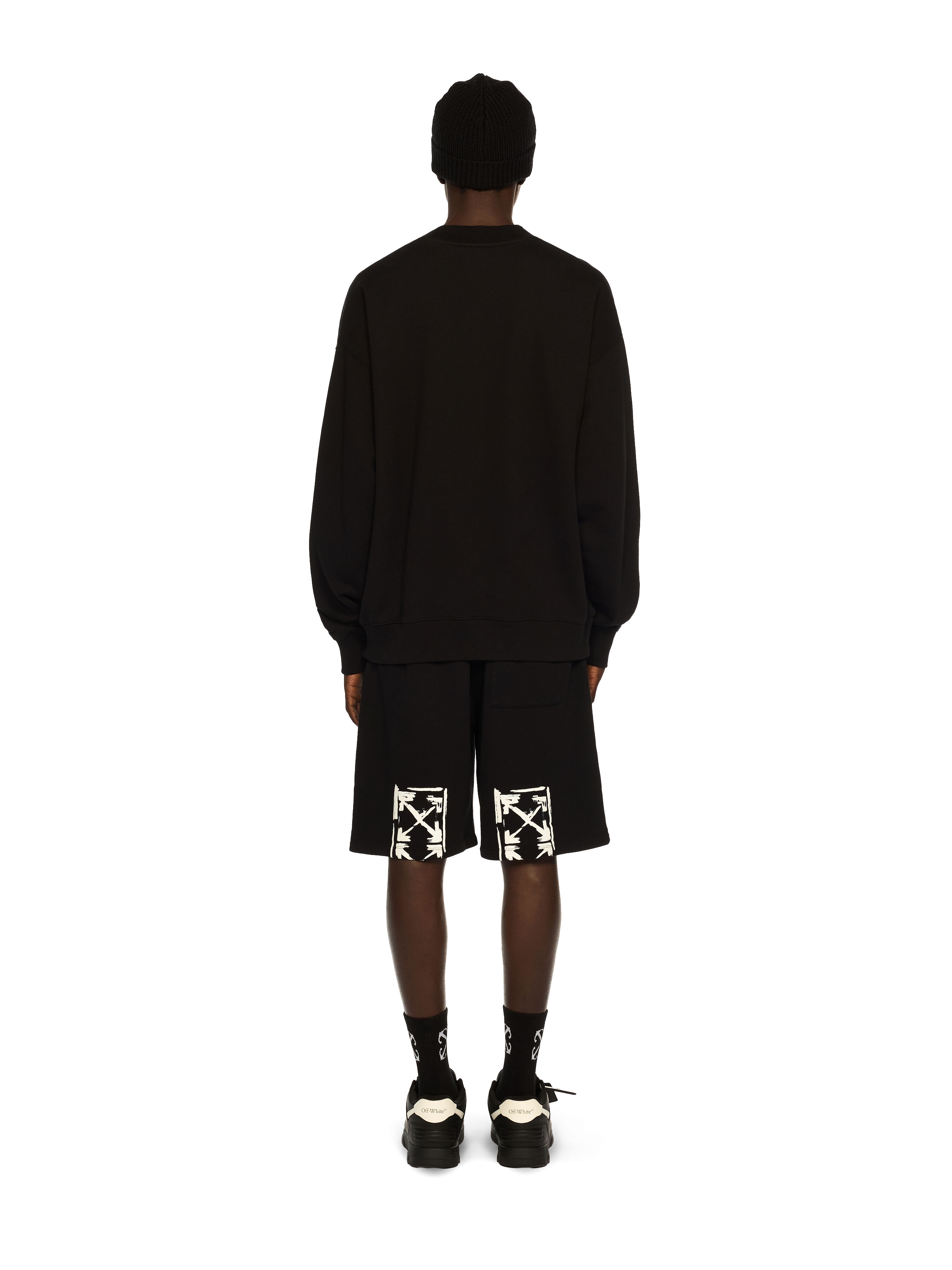 OFF WHITE Cupid Paper Skate Crewneck Sweatshirt BLACK - OCHER YELLOW OMBA054F25FLE00A
