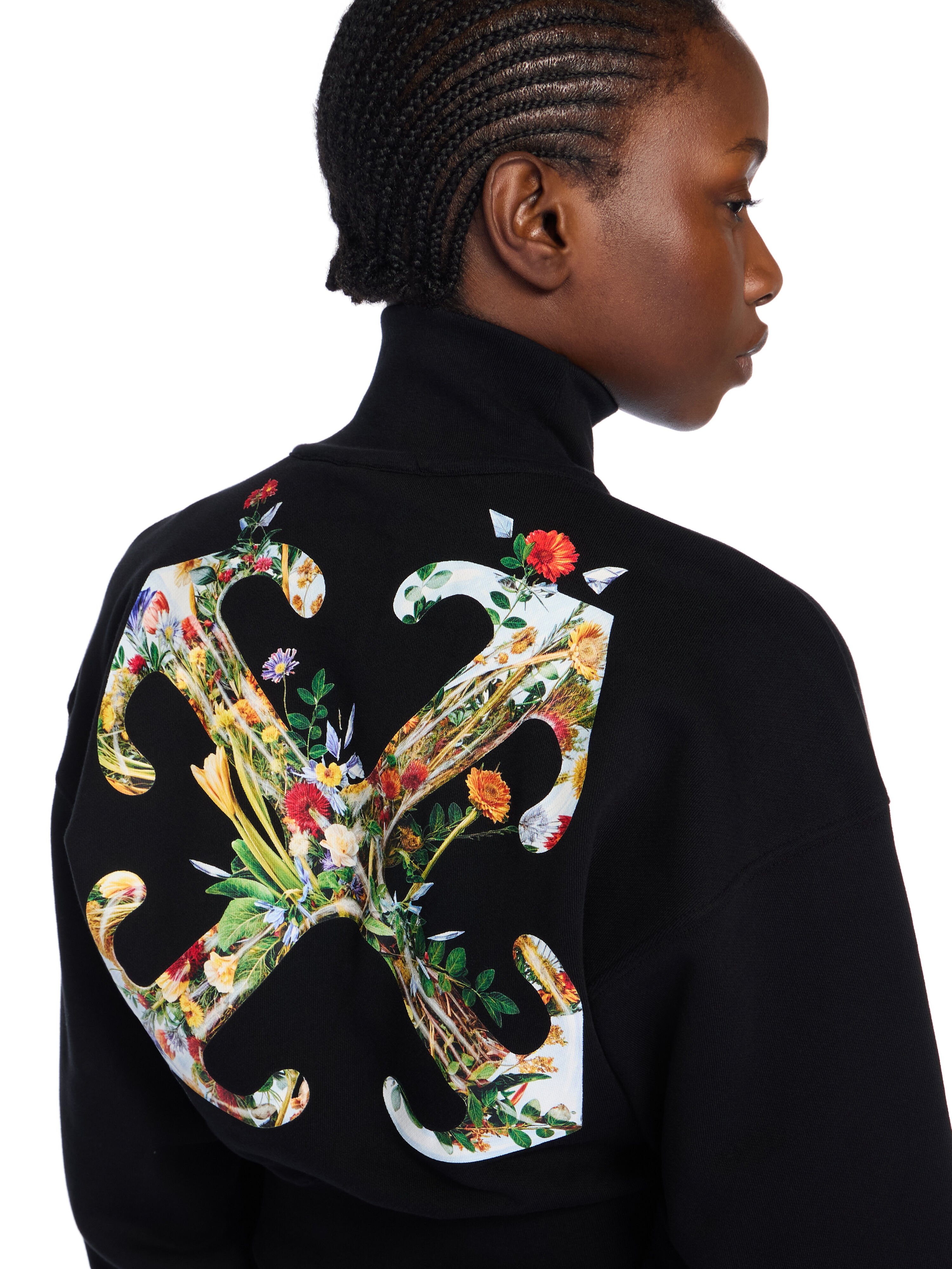 OFF WHITE Arrow Glass Flower Crop Jacket BLACK - WHITE OWBE006F25FLE002