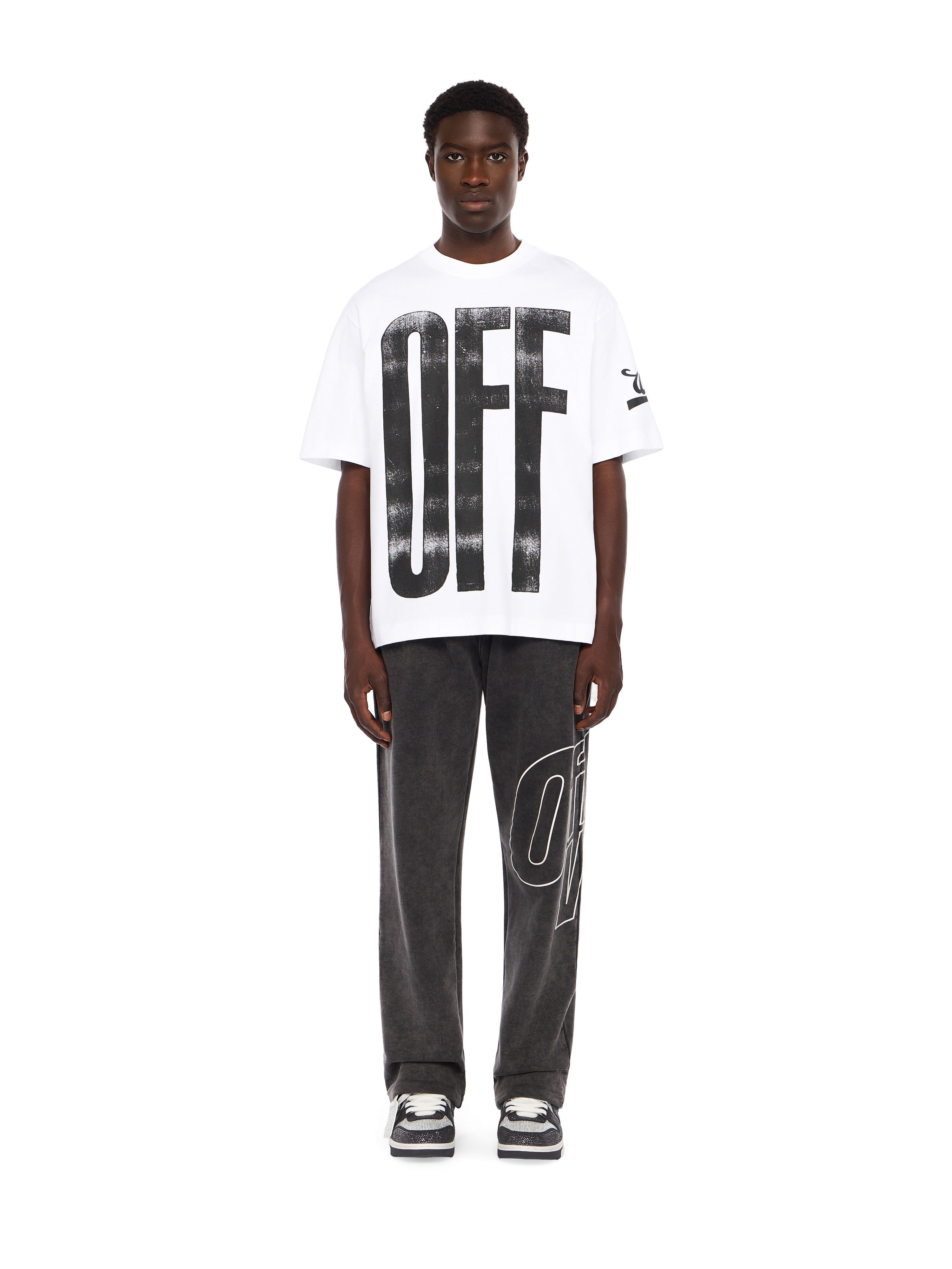 OFF WHITE Big Off Diagonal Skate Logo T-Shirt WHITE - BLACK OMAA120F25JER00L