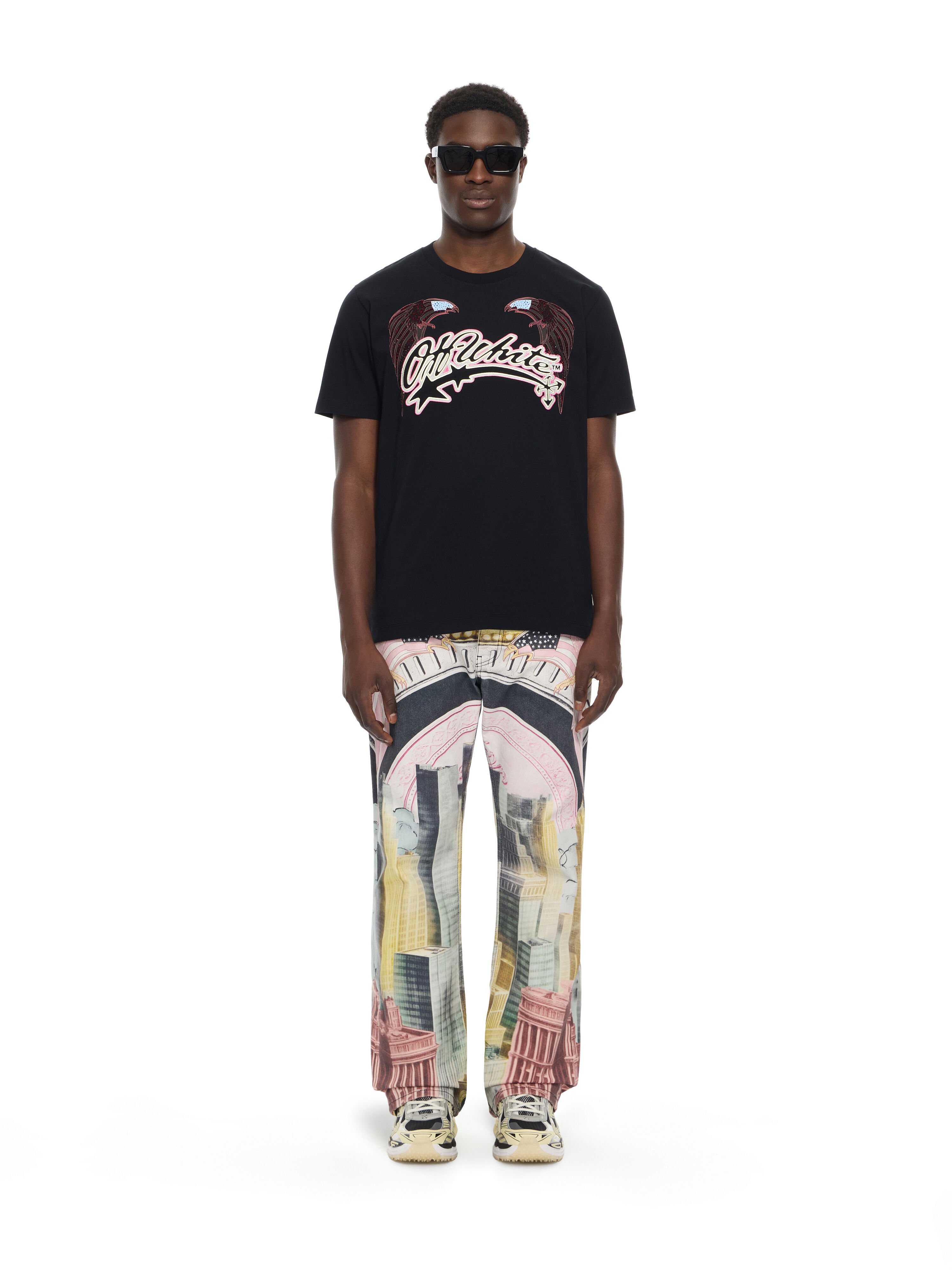 OFF WHITE Swarovski Double Eagle Slim T-shirt BLACK 44MAA027Z26J008