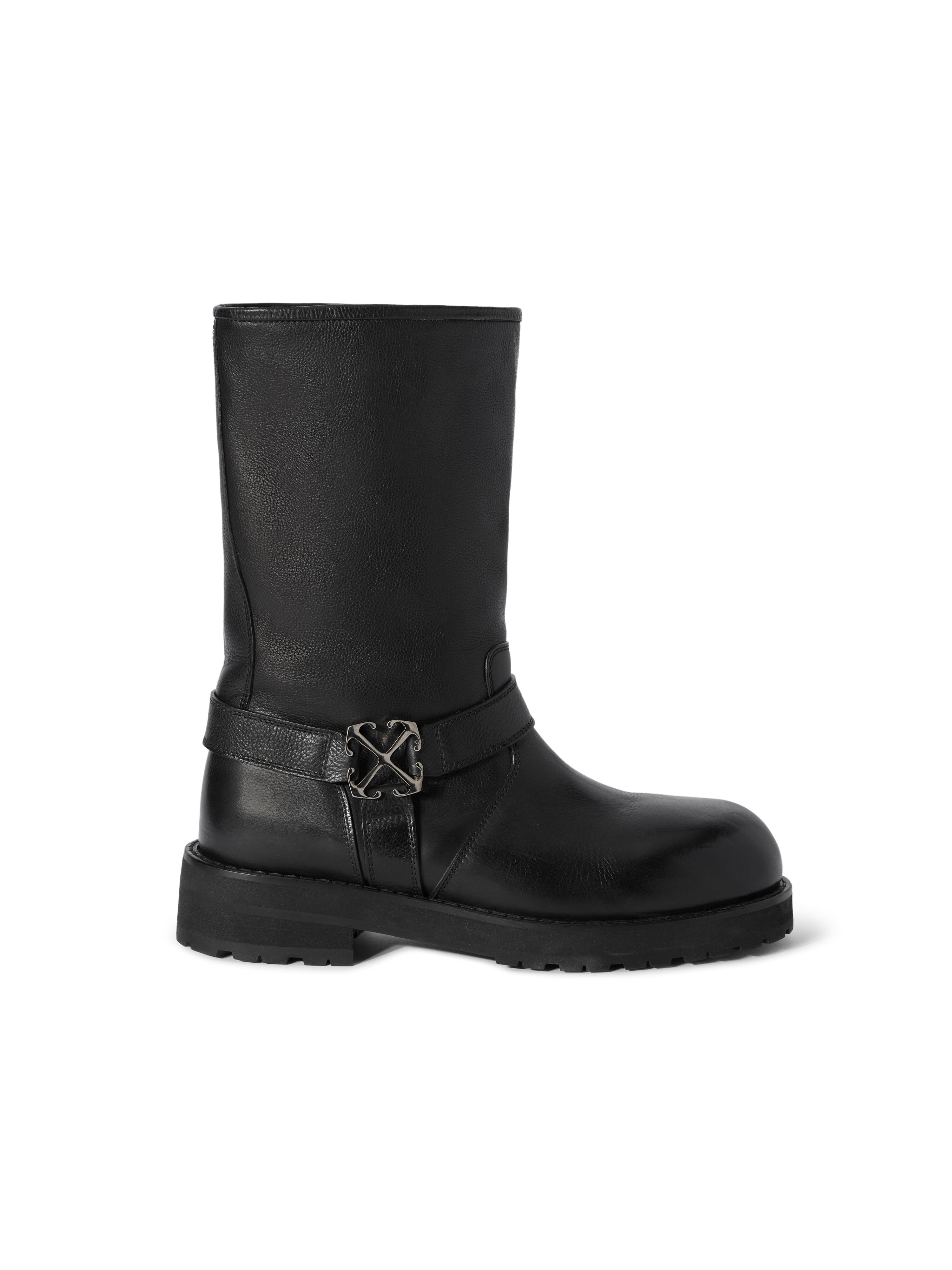 OFF WHITE Off Track Leather Boots BLACK - SILVER OMIE00EC99LEA001