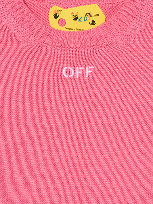 OFF WHITE Clear Crewneck Logo Sweater FUCHSIA - WHITE OGHE002F25KNI002