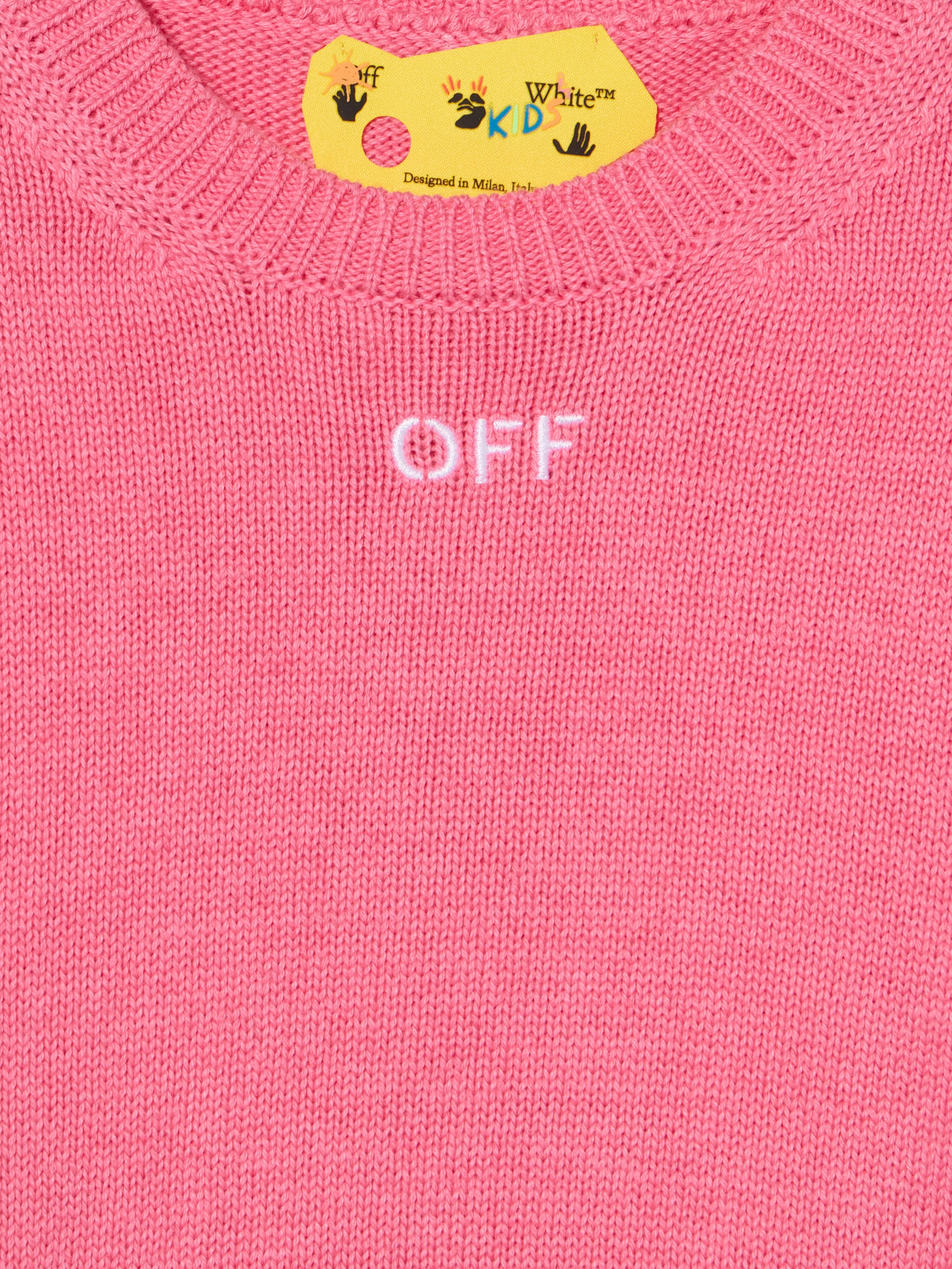 OFF WHITE Clear Crewneck Logo Sweater FUCHSIA - WHITE OGHE002F25KNI002