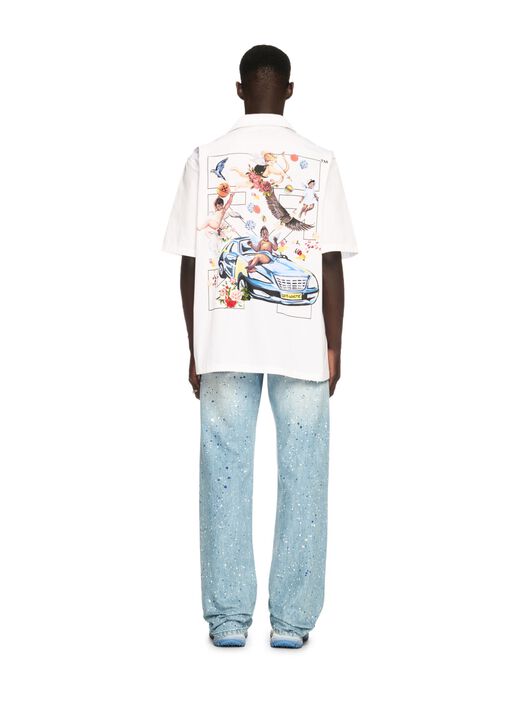 OFF WHITE White Fresco Arrow Bowling Shirt WHITE OMGG013S25FAB001