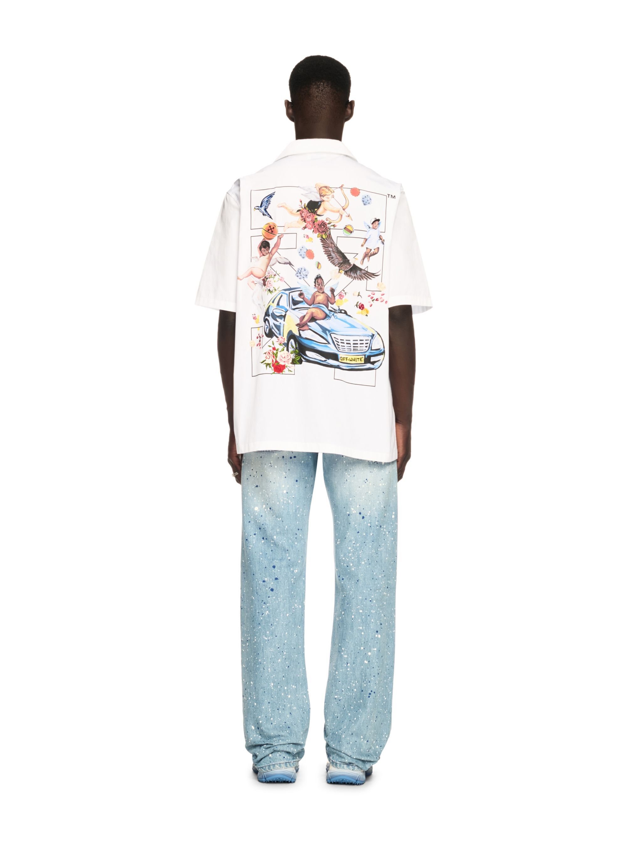 OFF WHITE White Fresco Arrow Bowling Shirt WHITE OMGG013S25FAB001