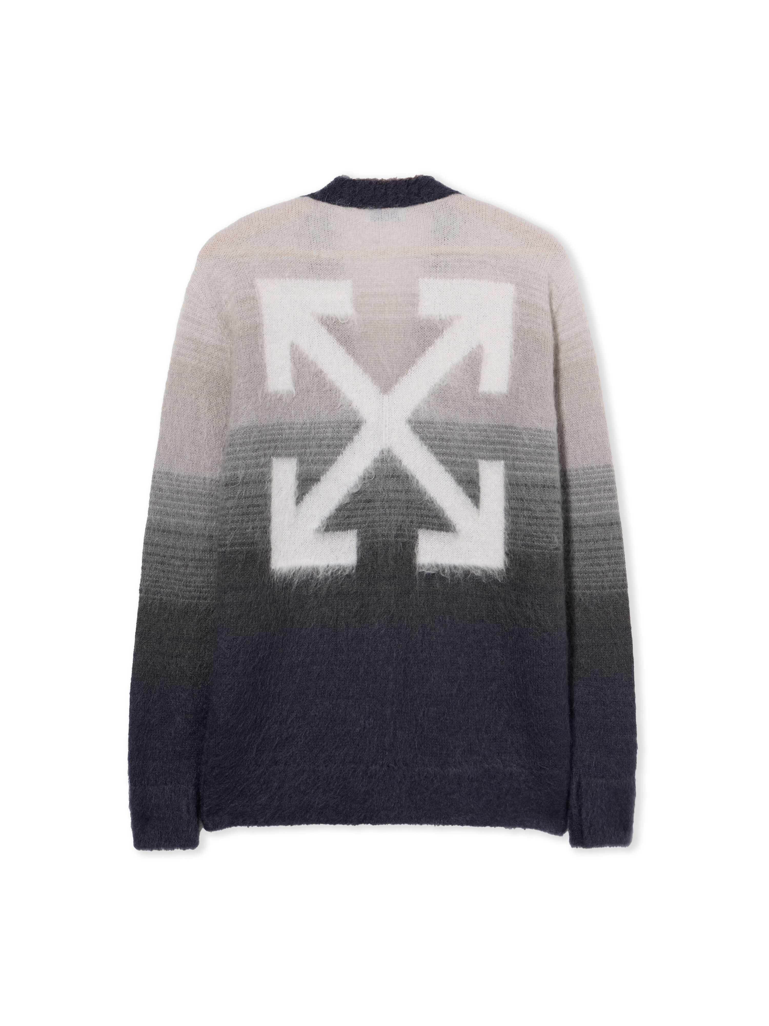 OFF WHITE Mohair Arrow Degrade Cardigan BLACKENED PEARL-WHITE OWHB04KF25KNI001
