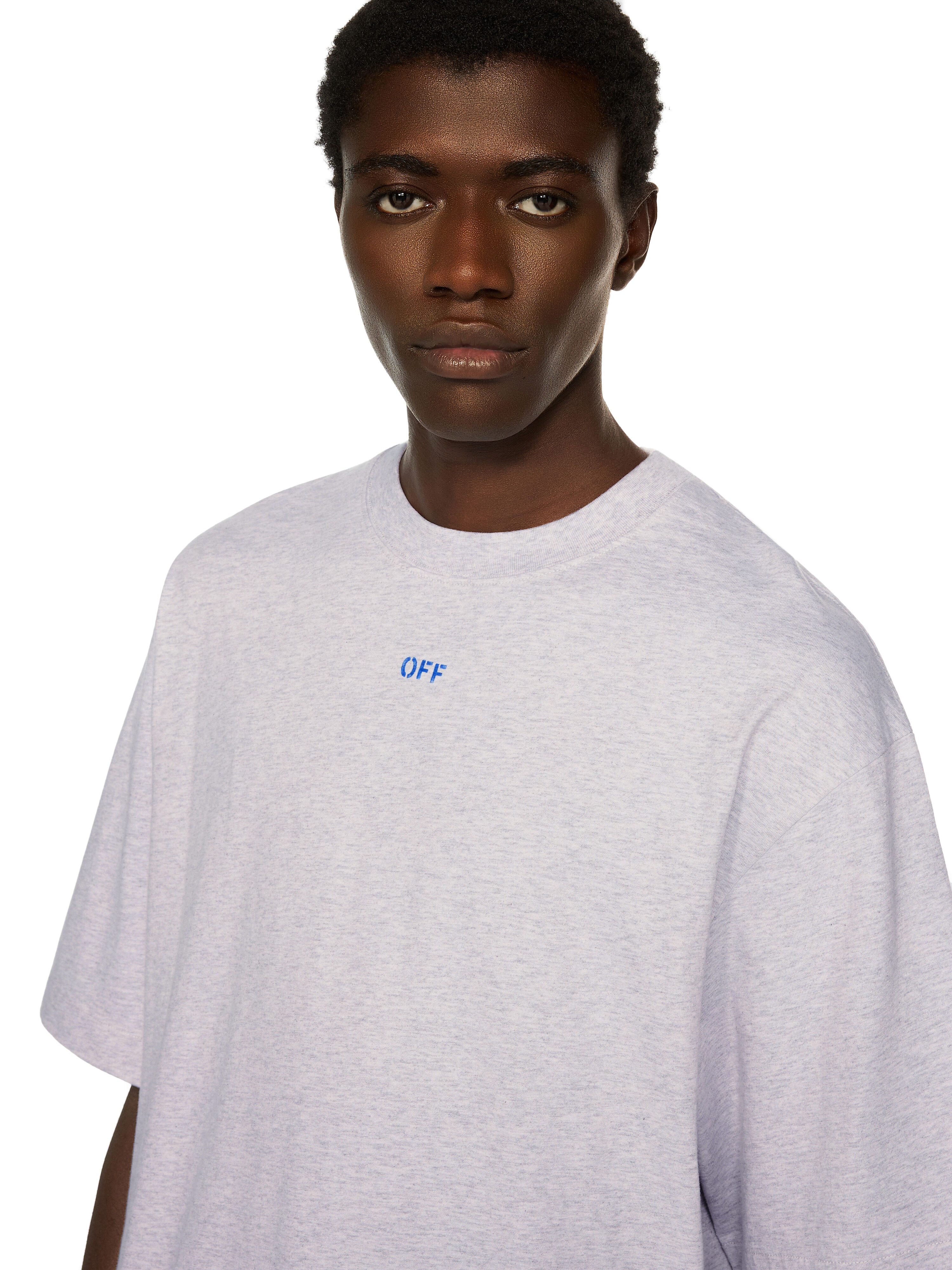 Stencil Arrow Skate Logo T-Shirt in GREY MELANGE - NAUTICAL BLUE