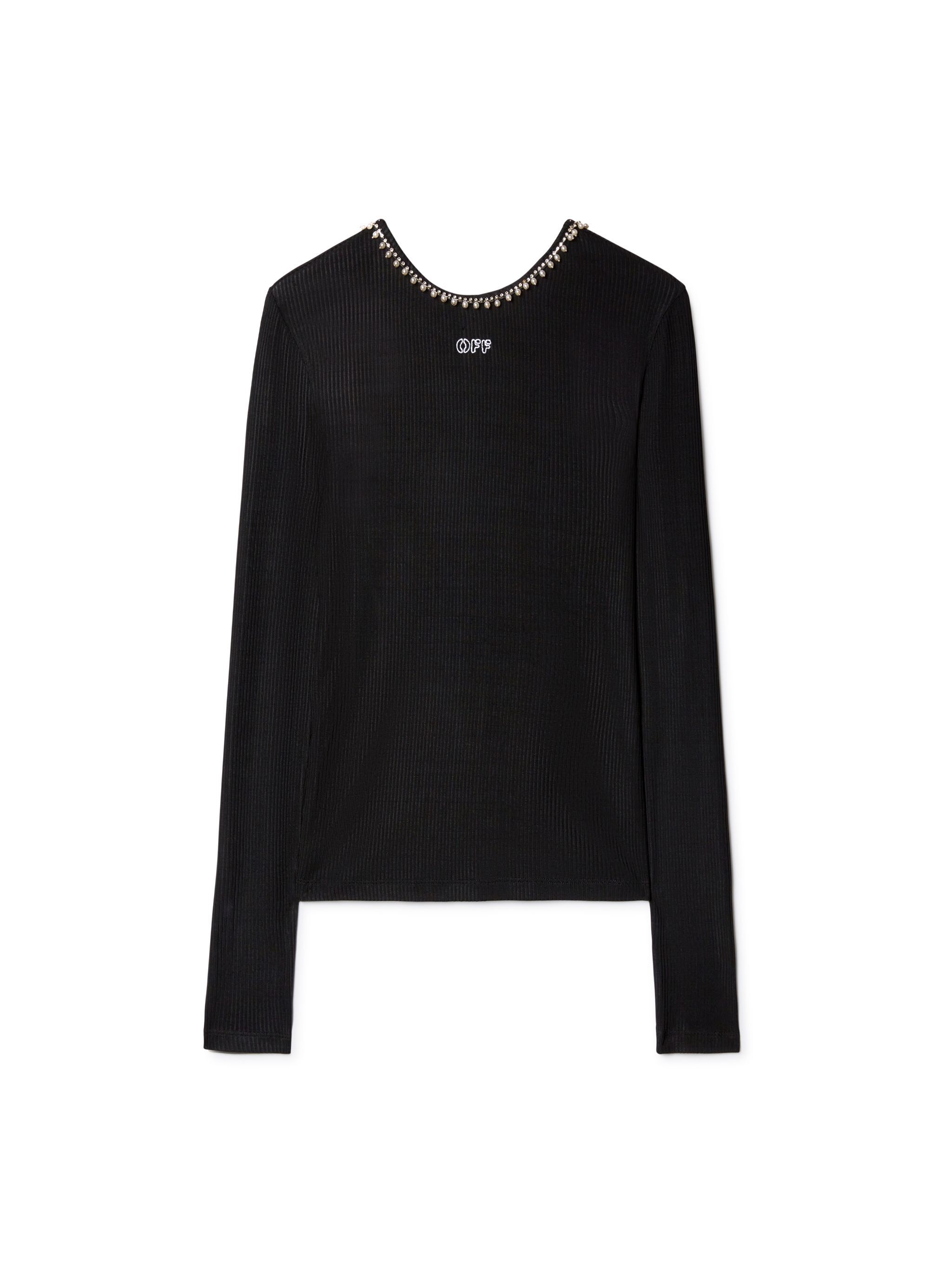 OFF WHITE Light Rib Emb 20S L/S Top BLACK OWAD259F24JER001