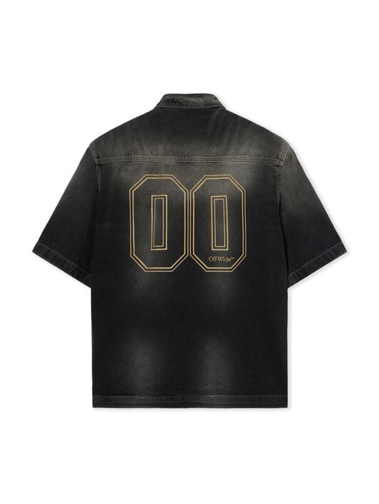 Denim Zip Bowling Shirt OFF WHITE Denim Zip Bowling Shirt DIRTY BLACK - FROZEN DEW OMYD05QF25DEN001