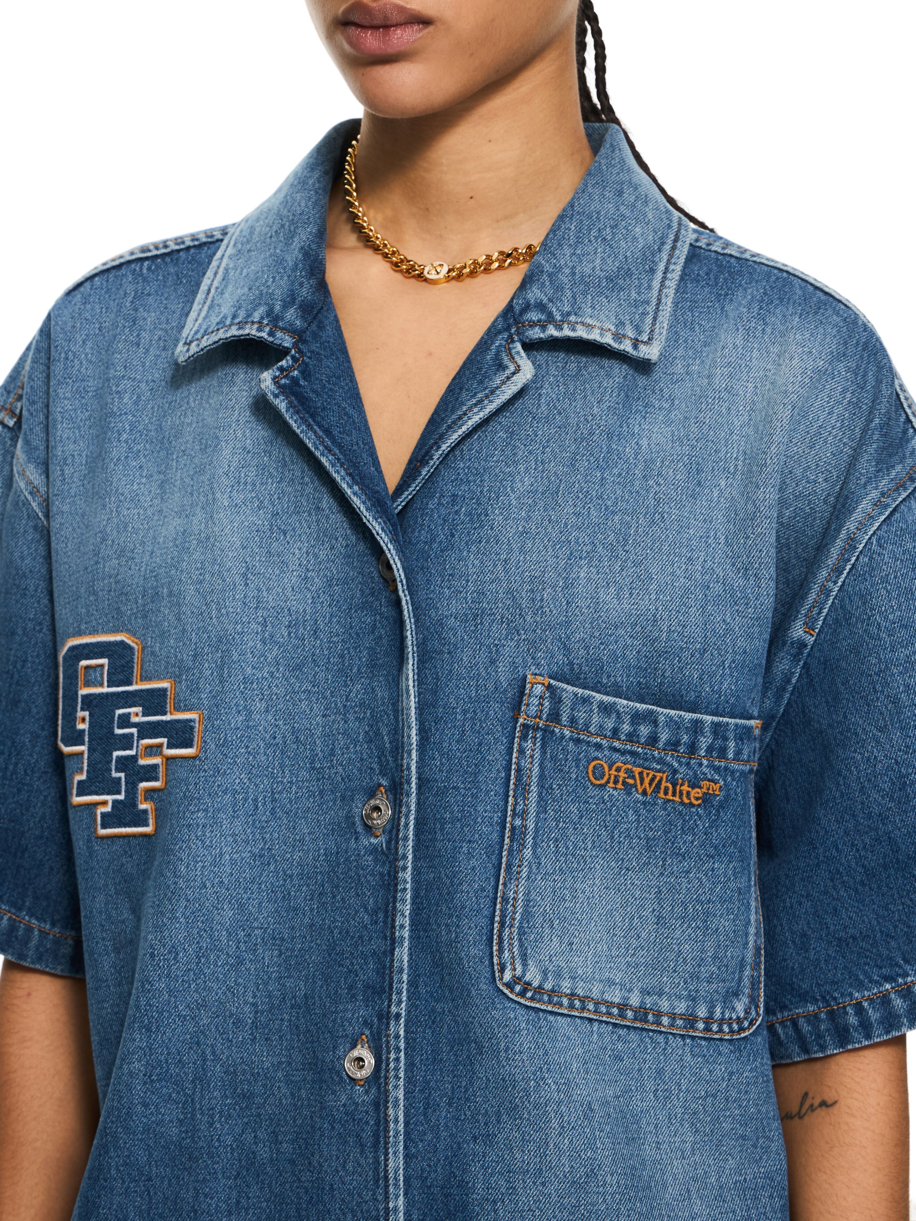 OFF WHITE Royal Patch Denim Dress Light Medium Blue-Tabacco 2YM038S26DEN001