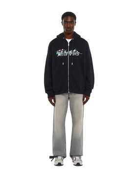 OFF WHITE Miles Davis Certified Gold Skate Zip Hoodie BLACK 44MBE015W26F003