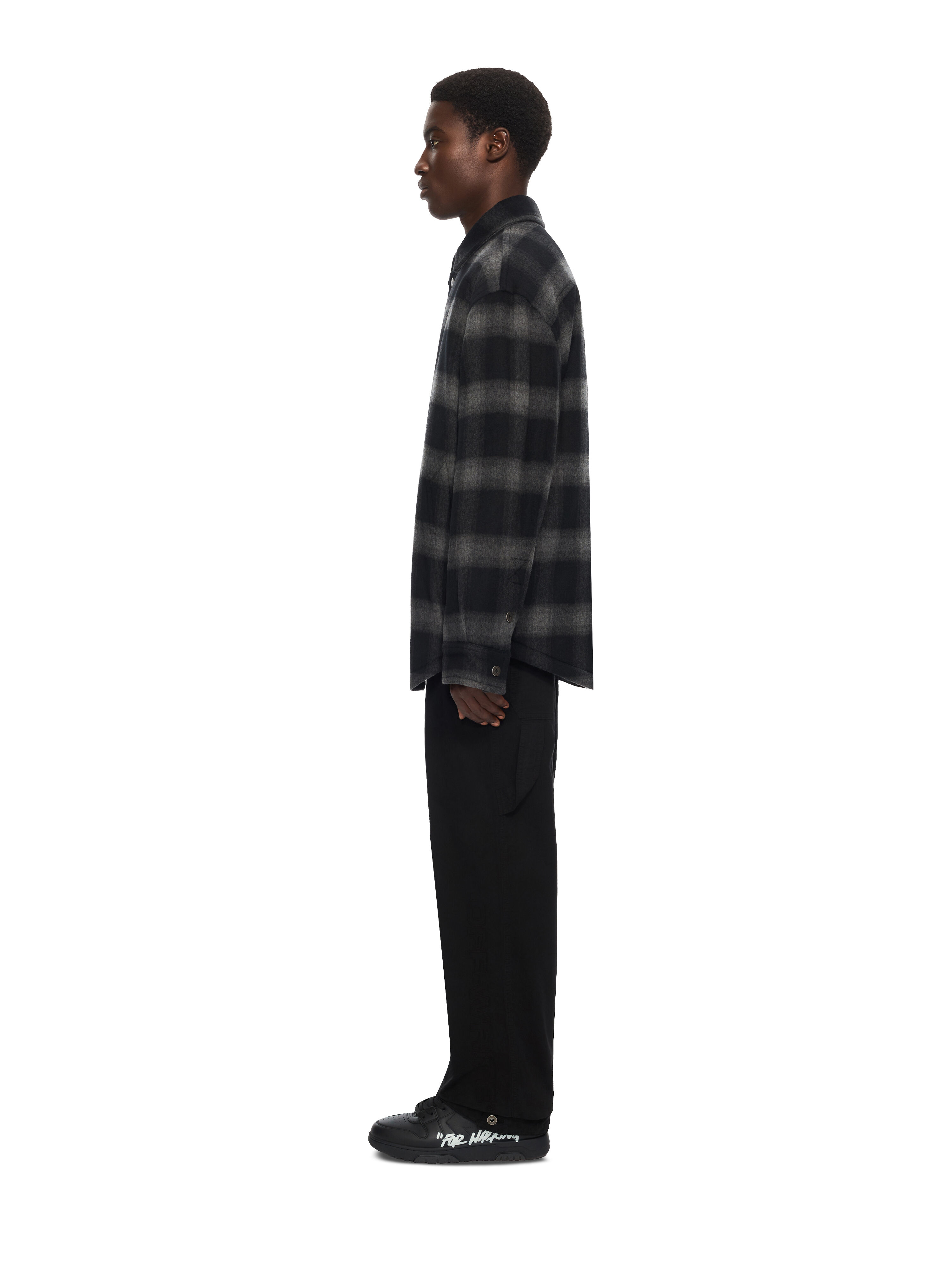 Flannel Wool Padded Overshirt Coat OFF WHITE Flannel Wool Padded Overshirt Coat BLACK 44MER09TF26F001