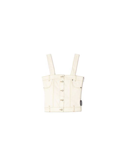 OFF WHITE Weißes Denim Korsett-Top NEUTRAL OWYP009S25DEN002