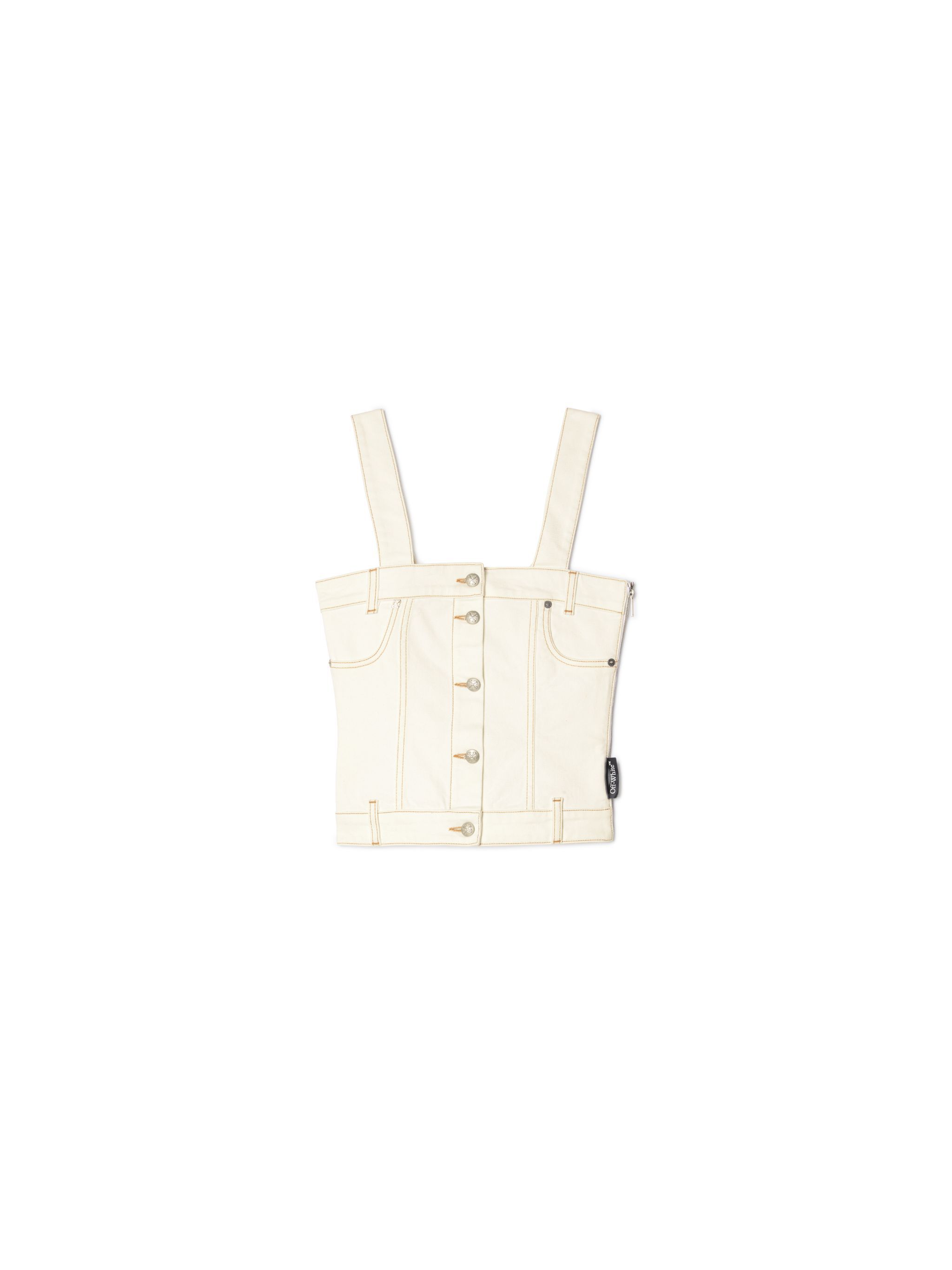 OFF WHITE Weißes Denim Korsett-Top NEUTRAL OWYP009S25DEN002