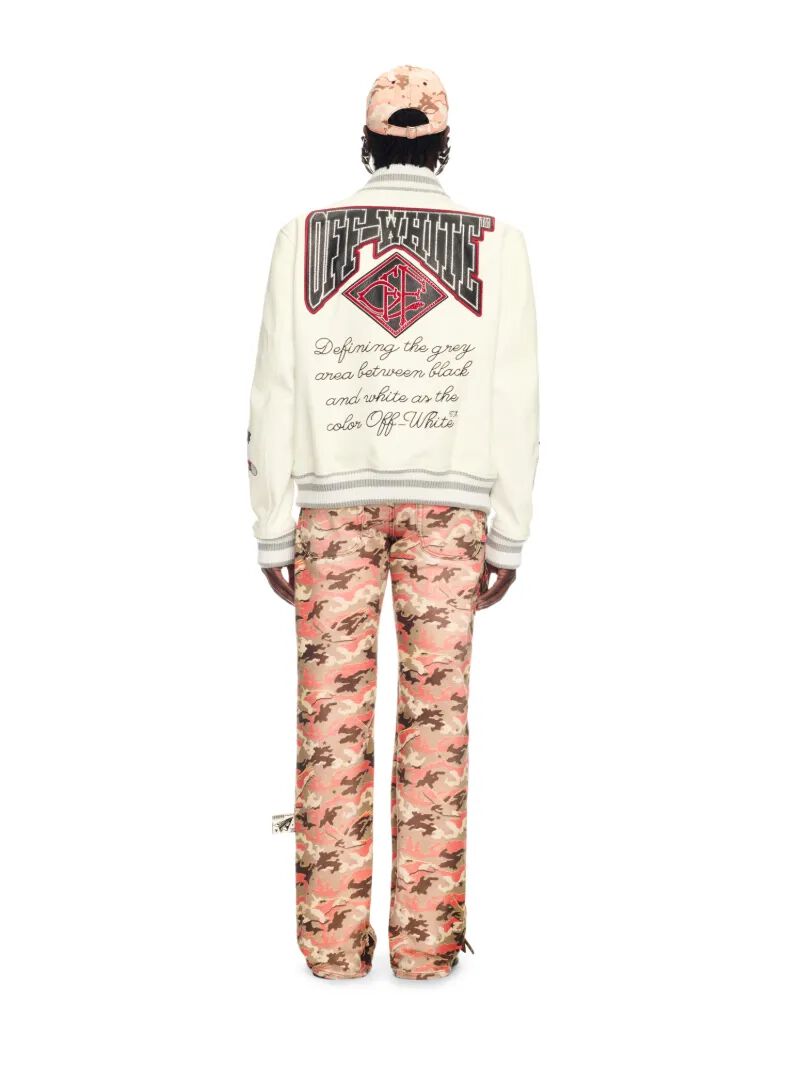 OFF WHITE weiße leder kristall collegejacke WHITE OMJA123Z25LEA002