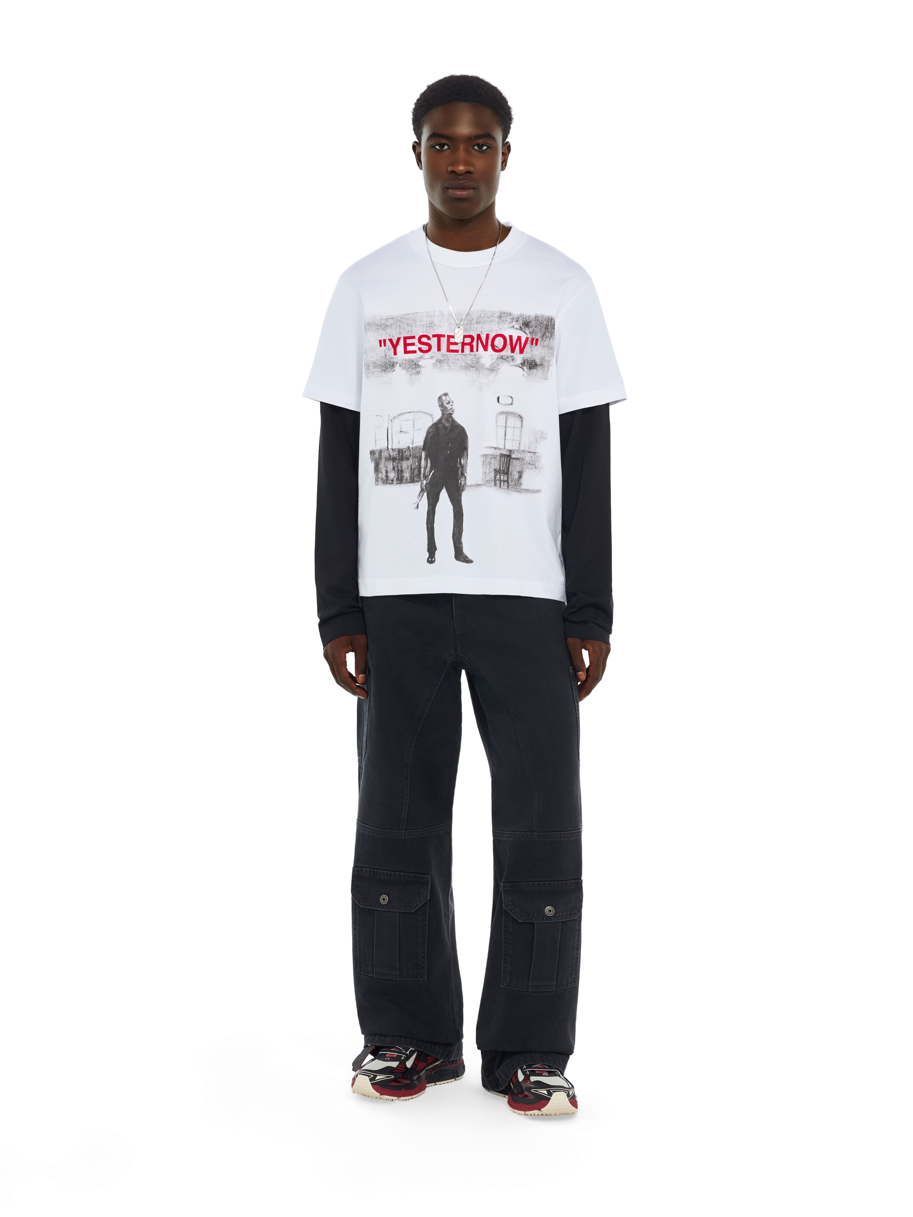 Miles Davis Yesternow Double Sleeve Regular Long Sleeve T-Shirt OFF WHITE Miles Davis Yesternow Double Sleeve Regular Long Sleeve T-Shirt WHITE 44MAB09RW26J003
