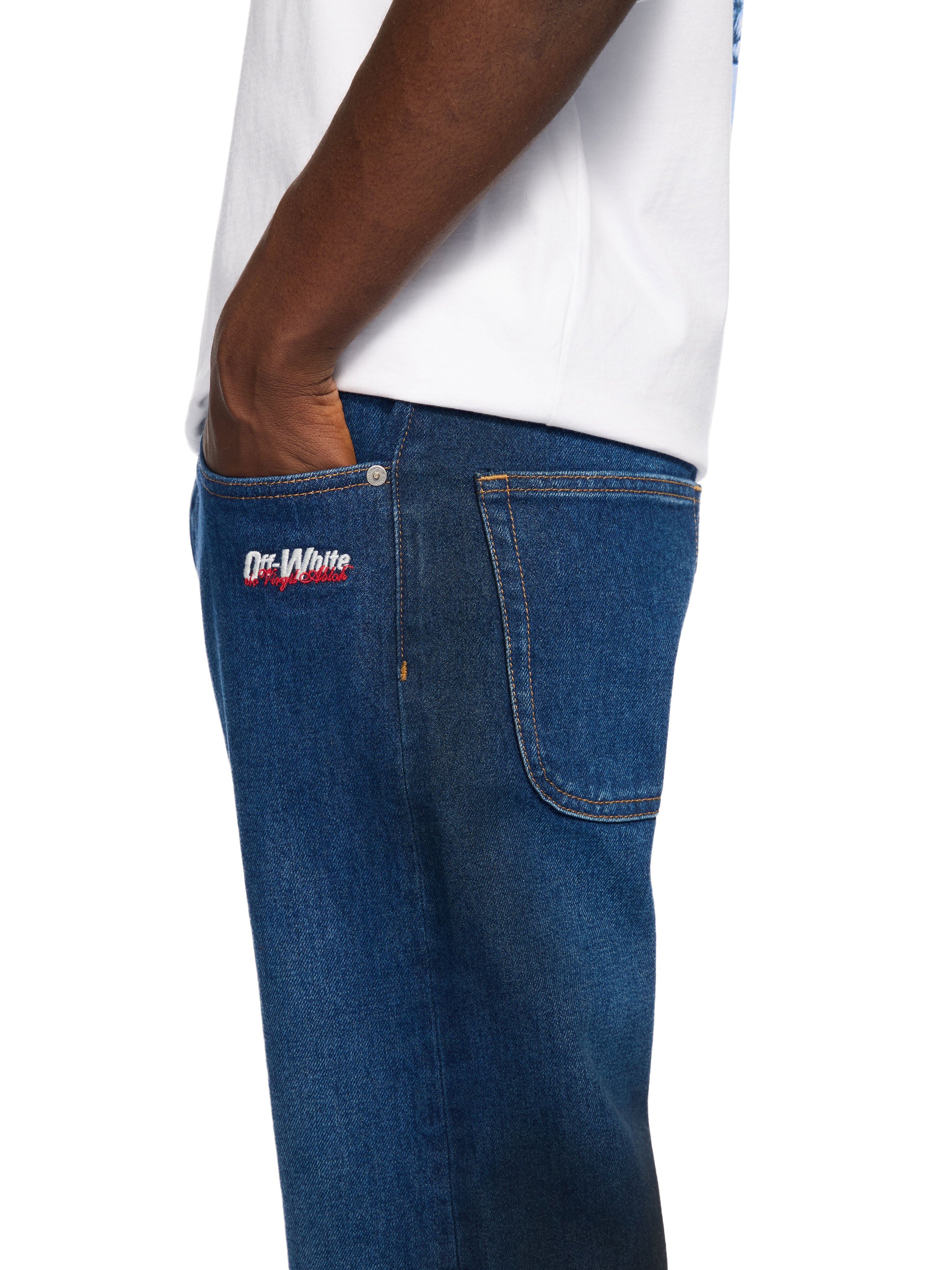 Spray Diagonal Relax Jeans OFF WHITE Spray Diagonal Relax Jeans MEDIUM BLUE - BLACK OMYA18JF25DEN001