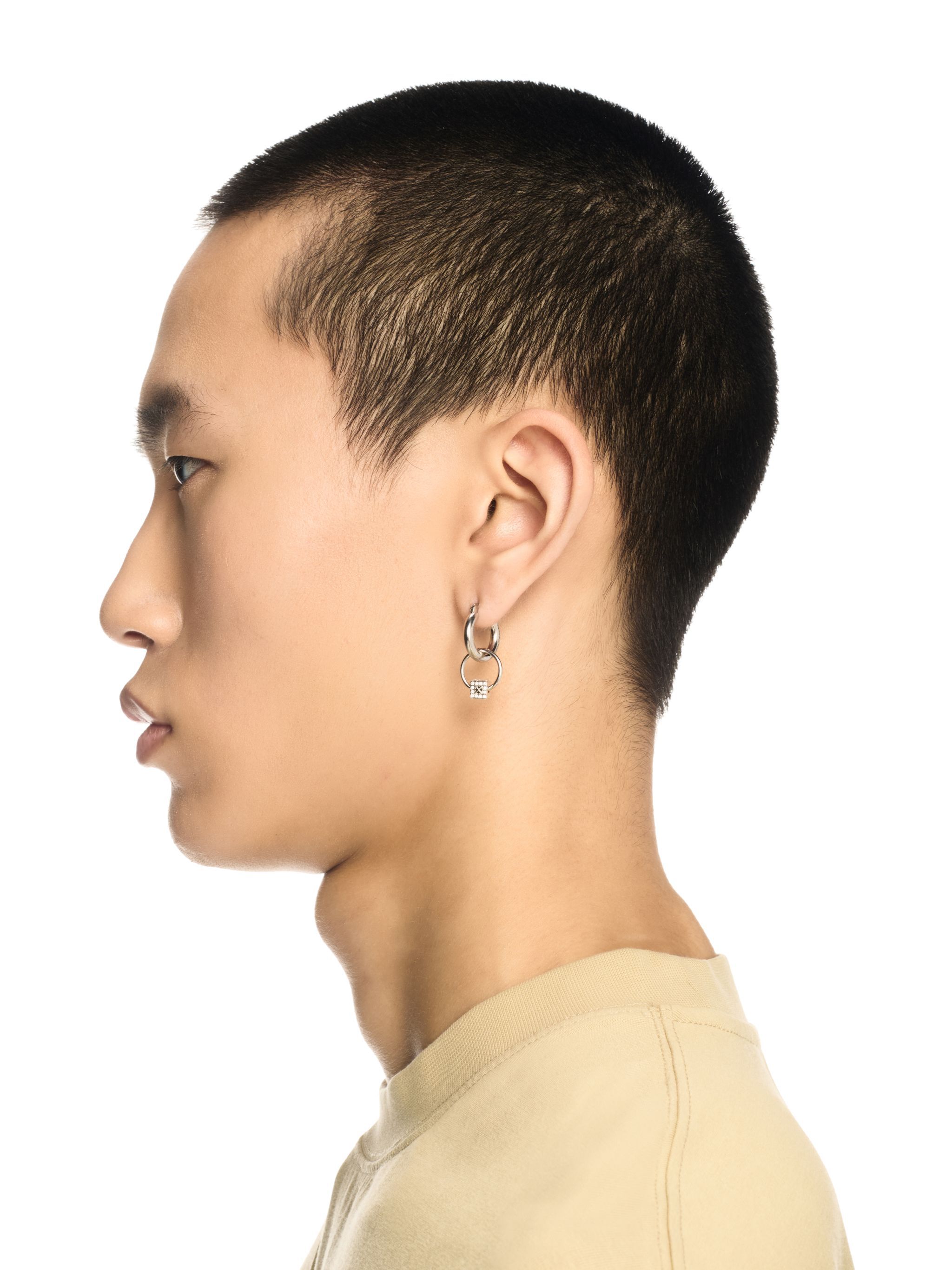 OFF WHITE Mini Dice Mono Hoop Earring SILVER OMOD11CS25MET001