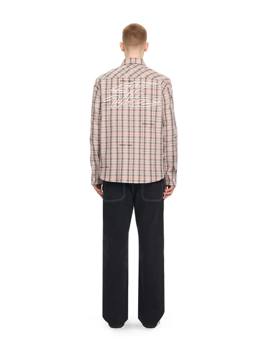 OFF WHITE Marker Check Flannel Shirt MAUVE MORN 44XGE04MS26F001