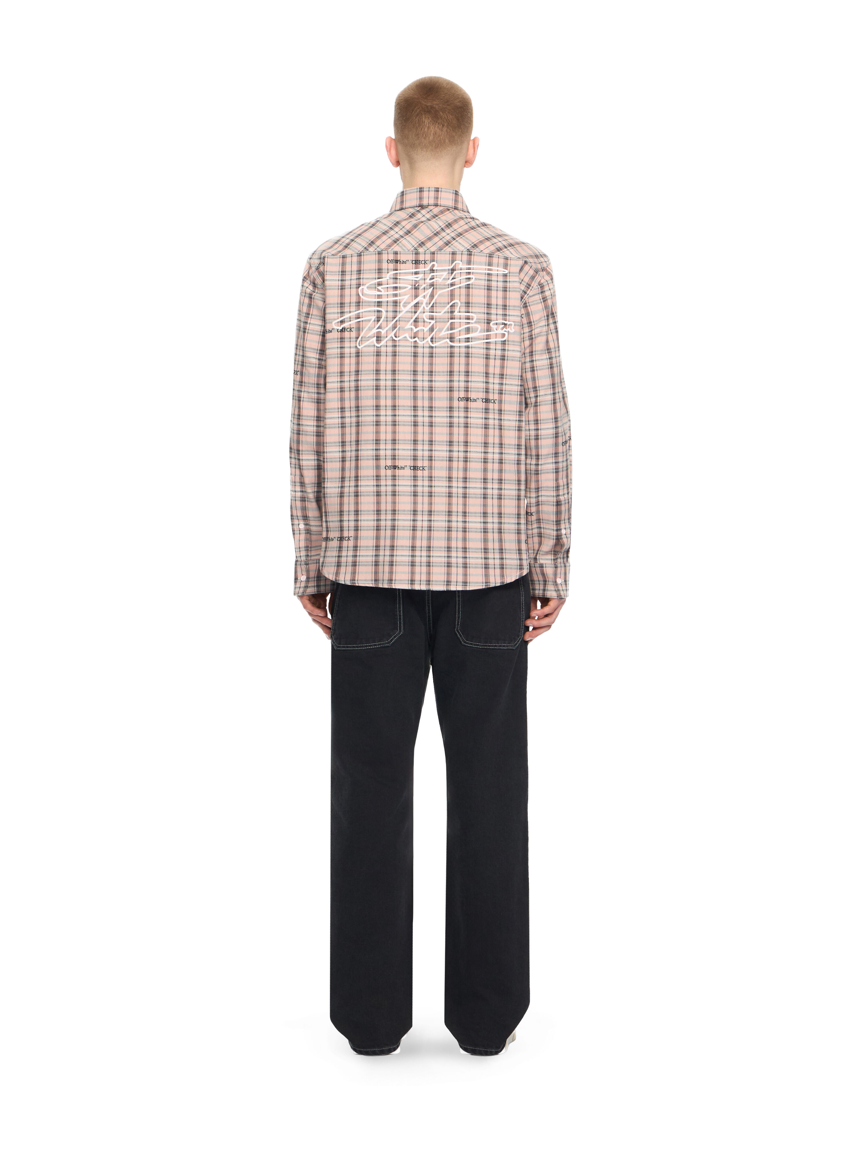 OFF WHITE Marker Check Flannel Shirt MAUVE MORN 44XGE04MS26F001