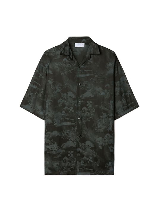 OFF WHITE Black Jacquard Fresco Bowling Shirt BLACK OMGG013S25FAB005