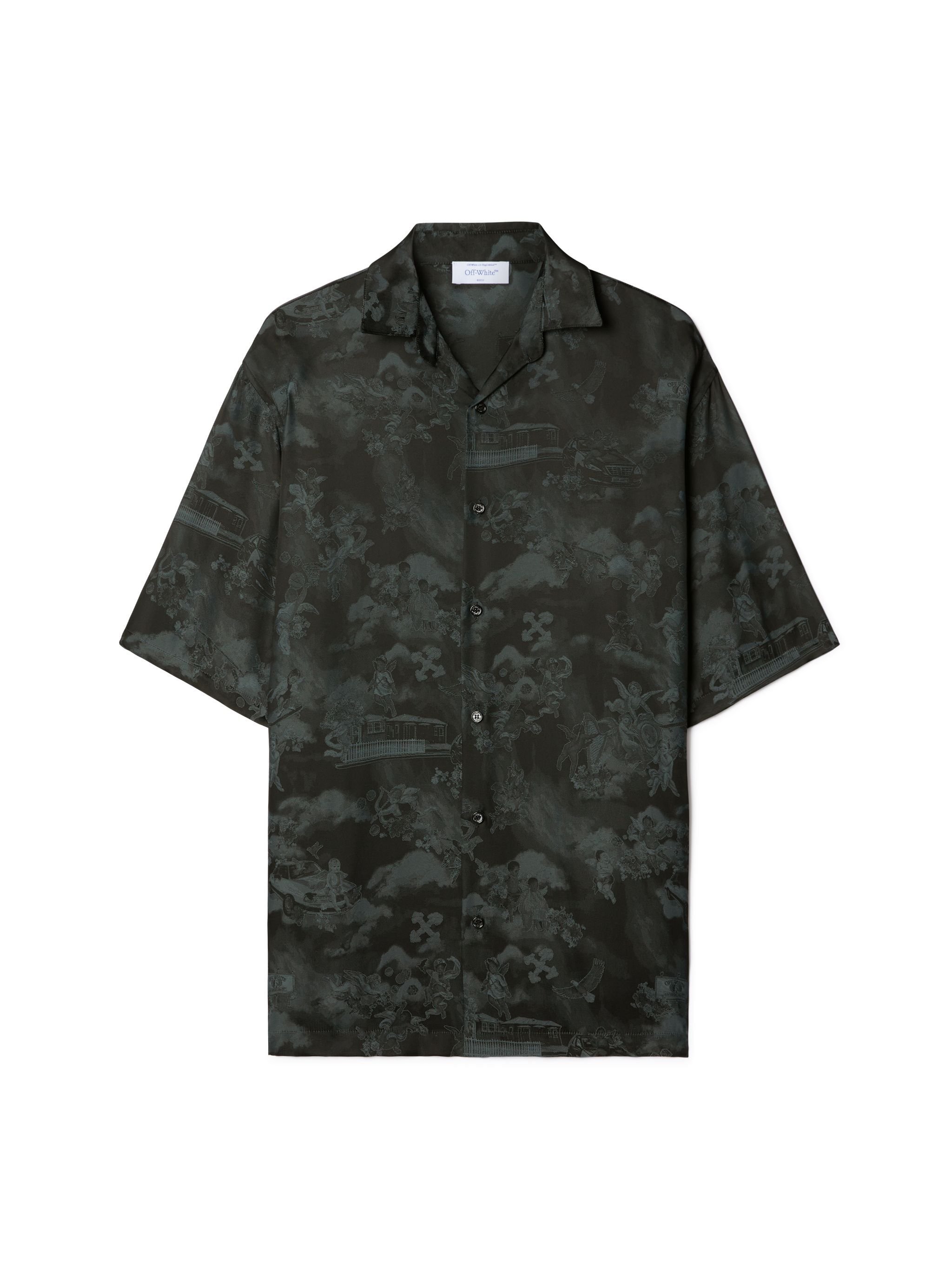 OFF WHITE Black Jacquard Fresco Bowling Shirt BLACK OMGG013S25FAB005