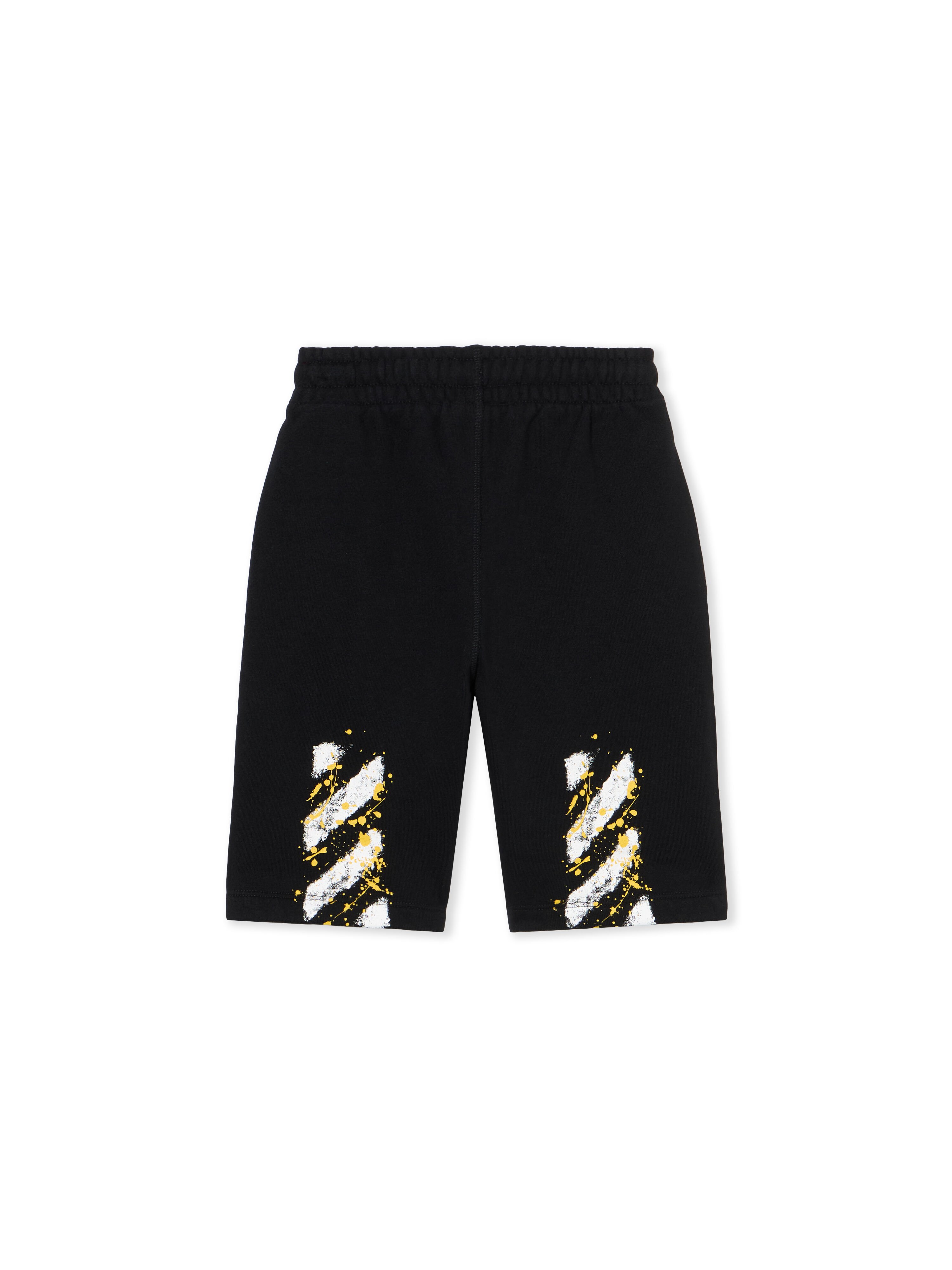 OFF WHITE Diag Splat Sweatshorts BLACK - YELLOW OBCI001F25FLE002