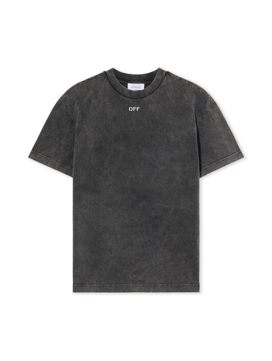 OFF WHITE Check Flan Arrow Logo Tee MARBLE BLACK-WHITE OWAA089F25JER003