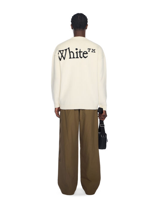 OFF WHITE Bookish Knit Crewneck Sweater CREAM - BLACK OMHE20QF25KNI001