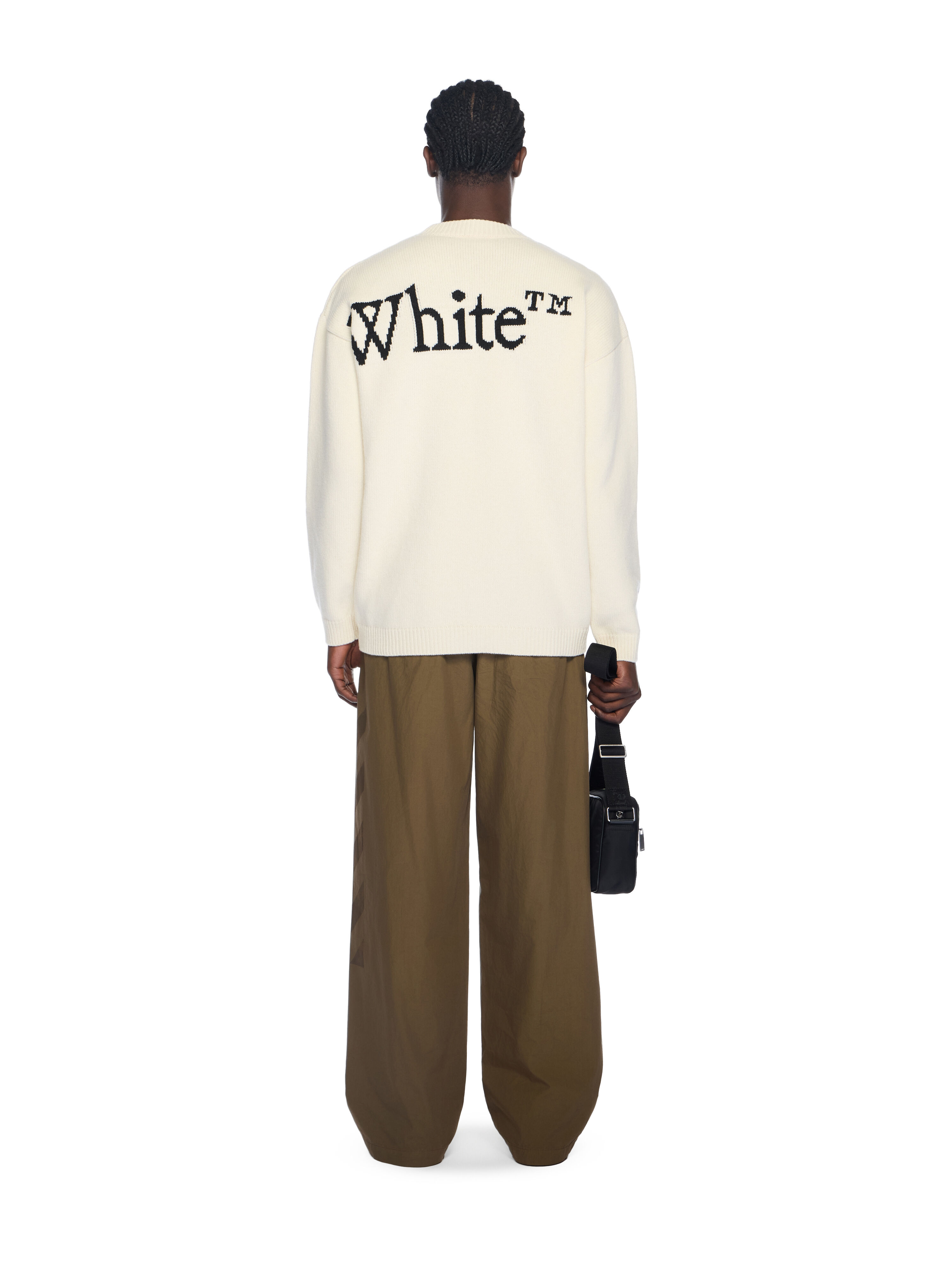 OFF WHITE Bookish Knit Crewneck Sweater CREAM - BLACK OMHE20QF25KNI001