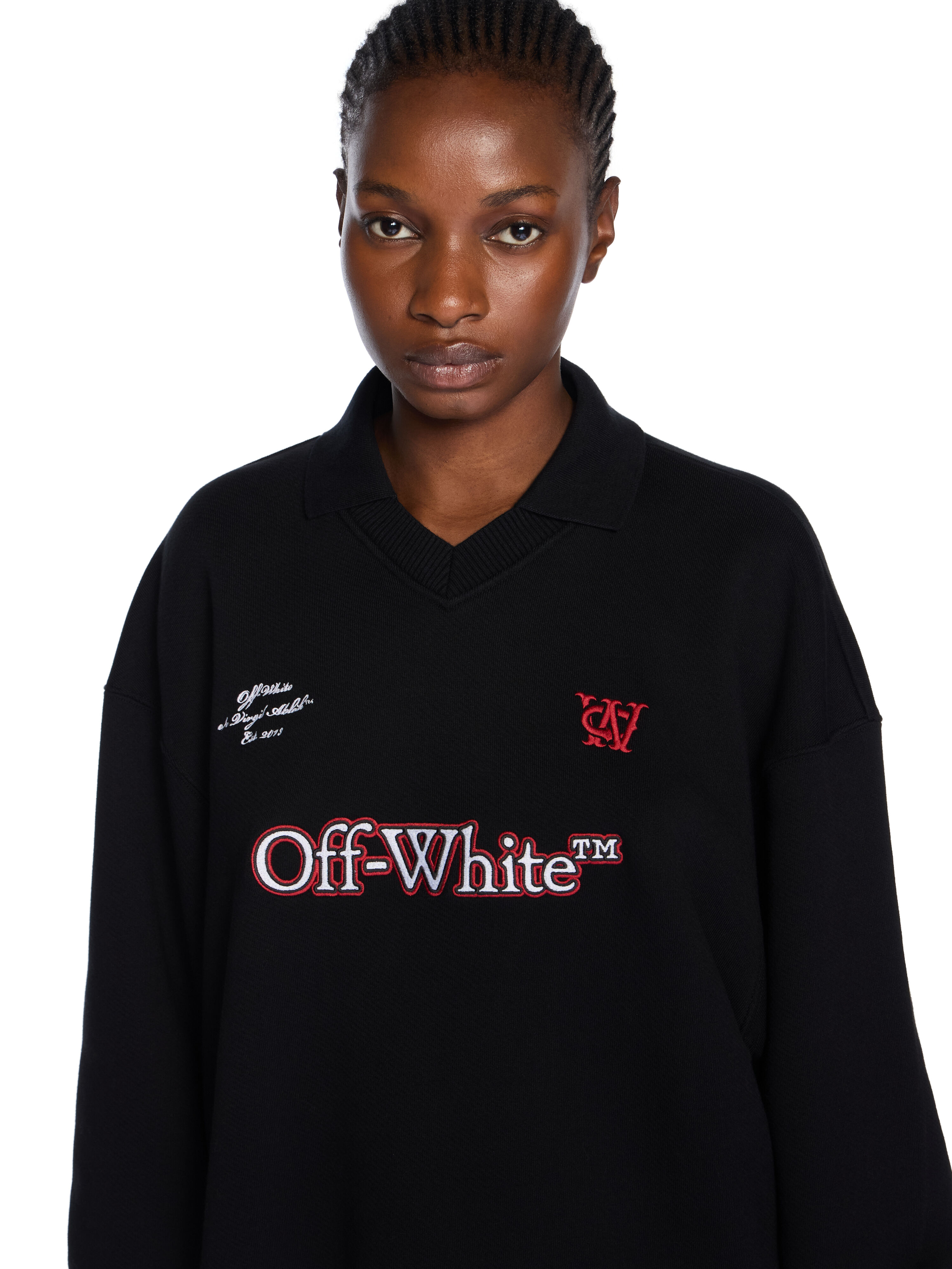 Sporty Polo Sweatdress in BLACK-RED DAHLIA for Women | Off-White™