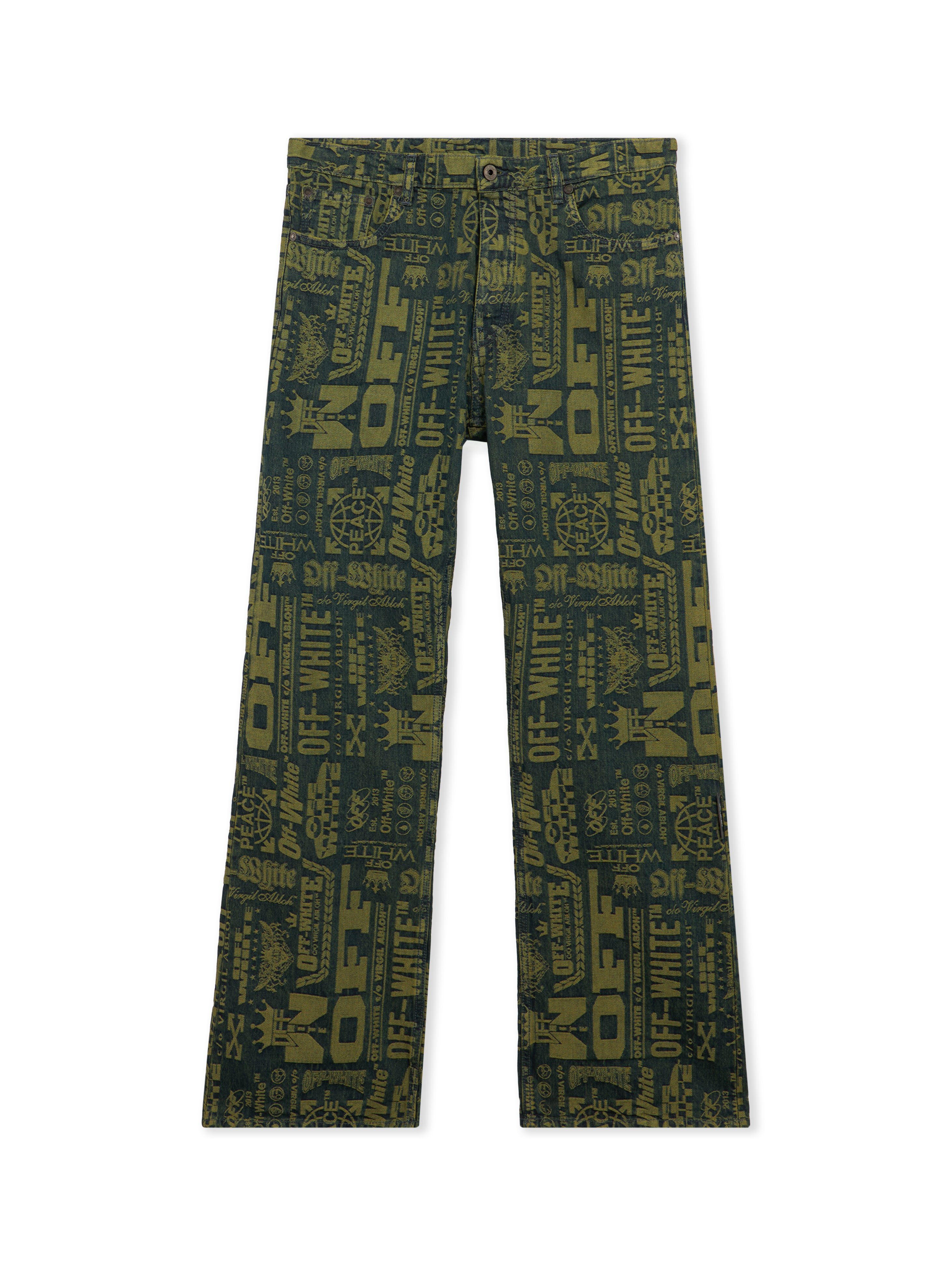 OFF WHITE Multilogo Jacquard Relaxed Jeans MULTILOGO - GREEN MOSS OMYA18JF25DEN005