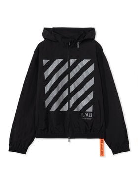 LAB L/AB Reflective Diagonal Windbreaker Jacket BLACK 44LABF26O153
