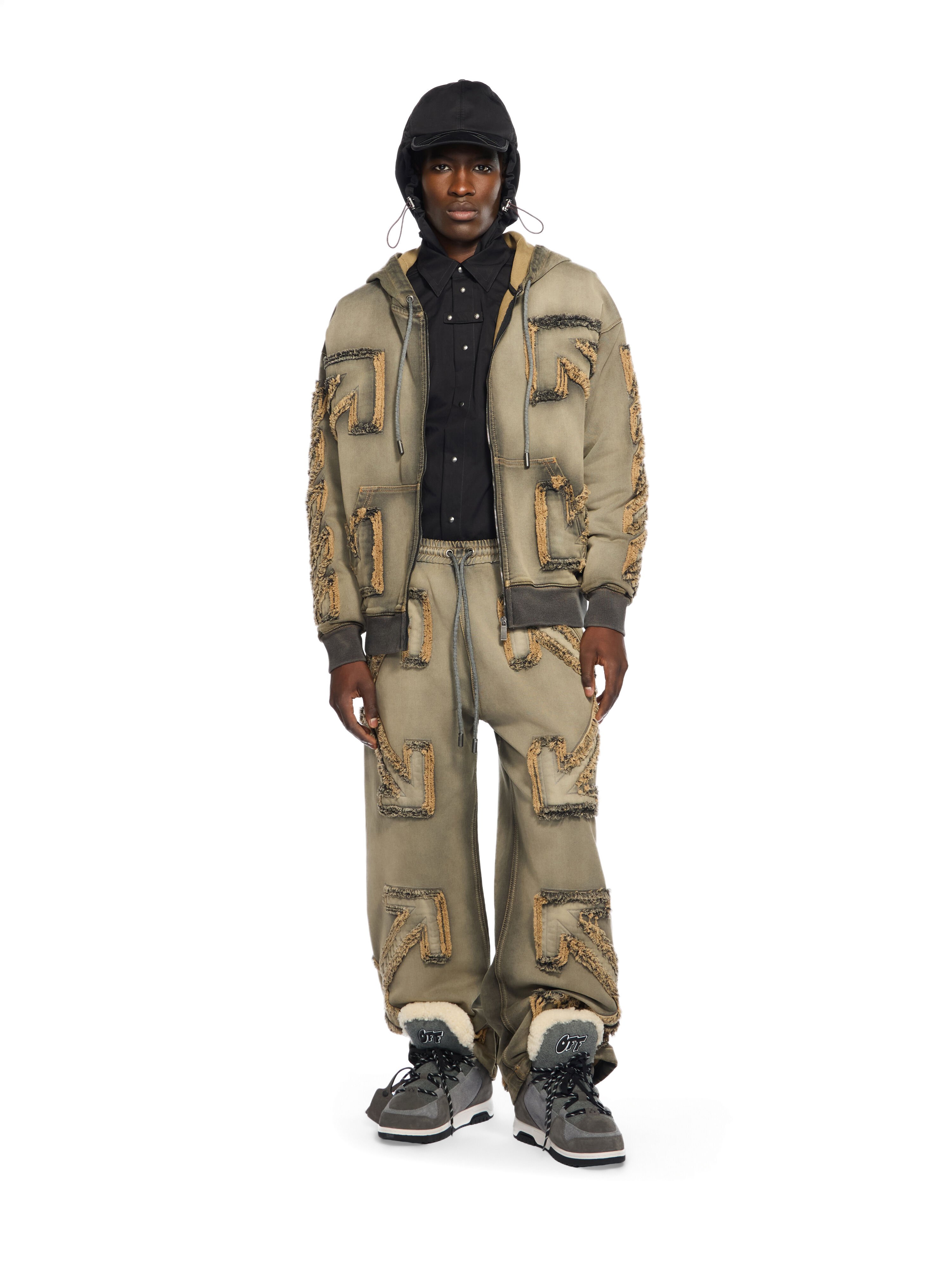 OFF WHITE Distressed Denim Arrow Jogger Pants BLACK TEAL - BLACK TEAL OMYB01DW25DEN002