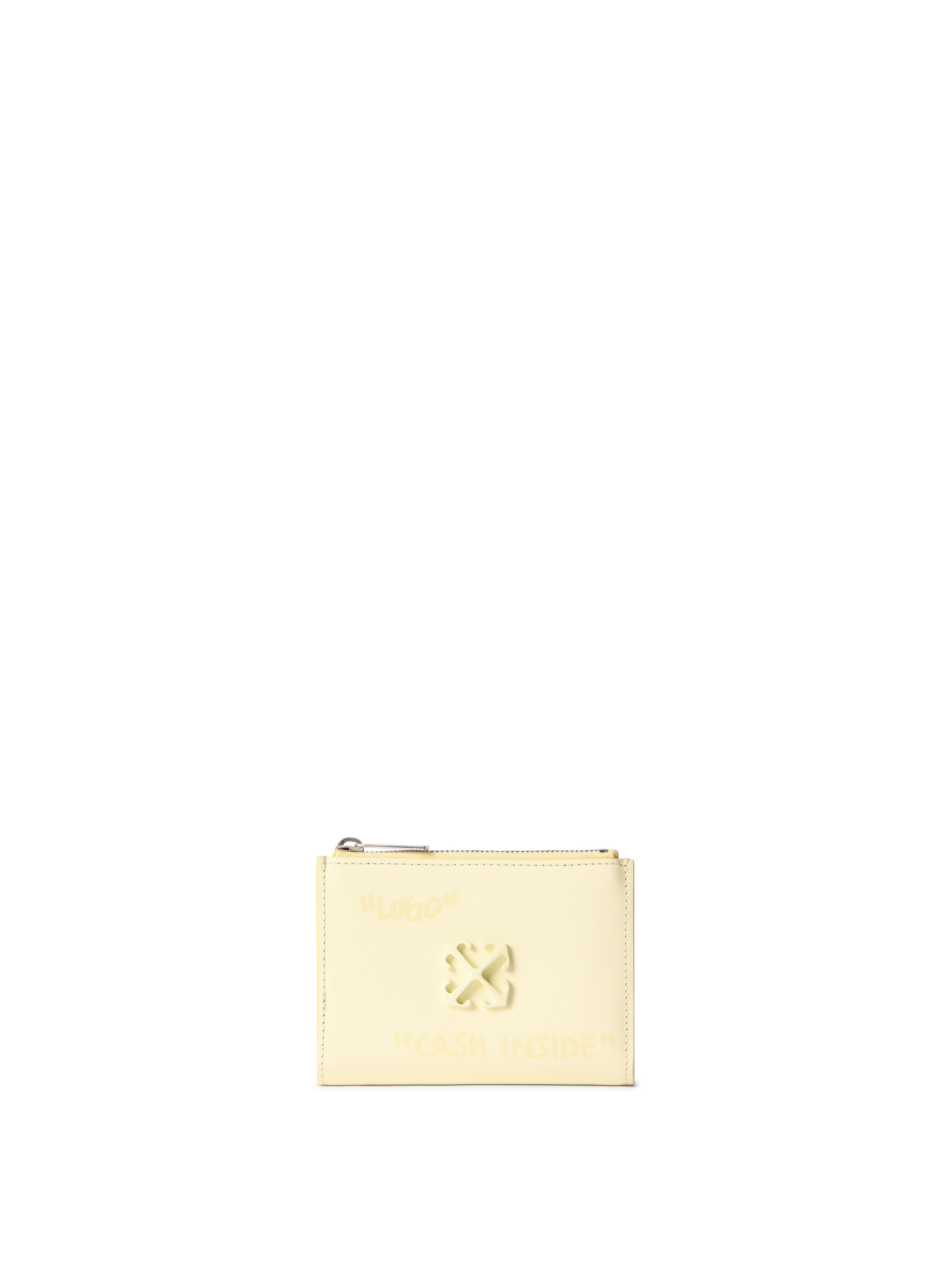 OFF WHITE Jitney Quote Zip Bifold Wallet DOUBLE CREAM - DOUBLE CREAM OWNC072F25LEA002