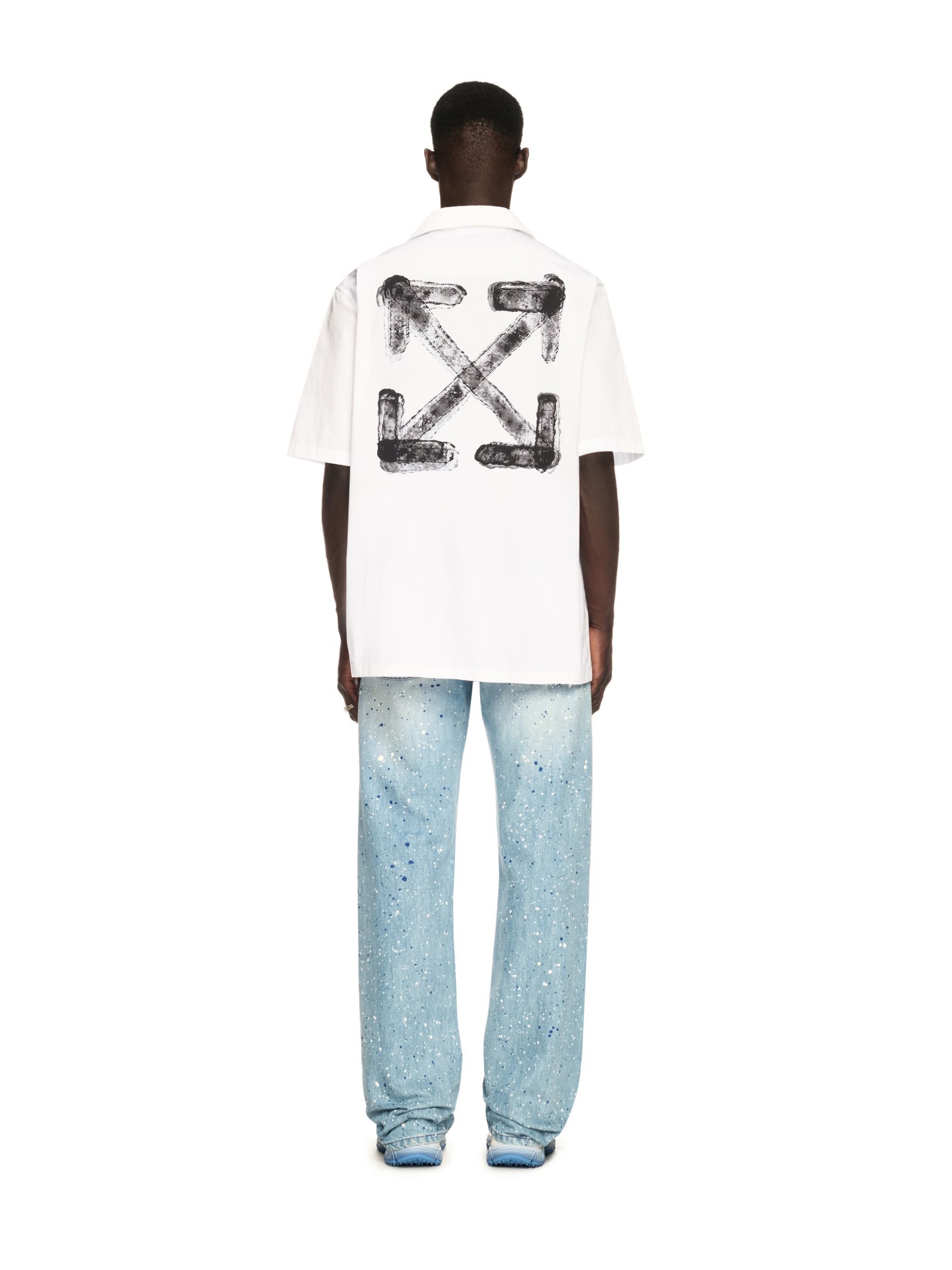 OFF WHITE White Spray Arrow Bowling Shirt WHITE OMGG013S25FAB00A