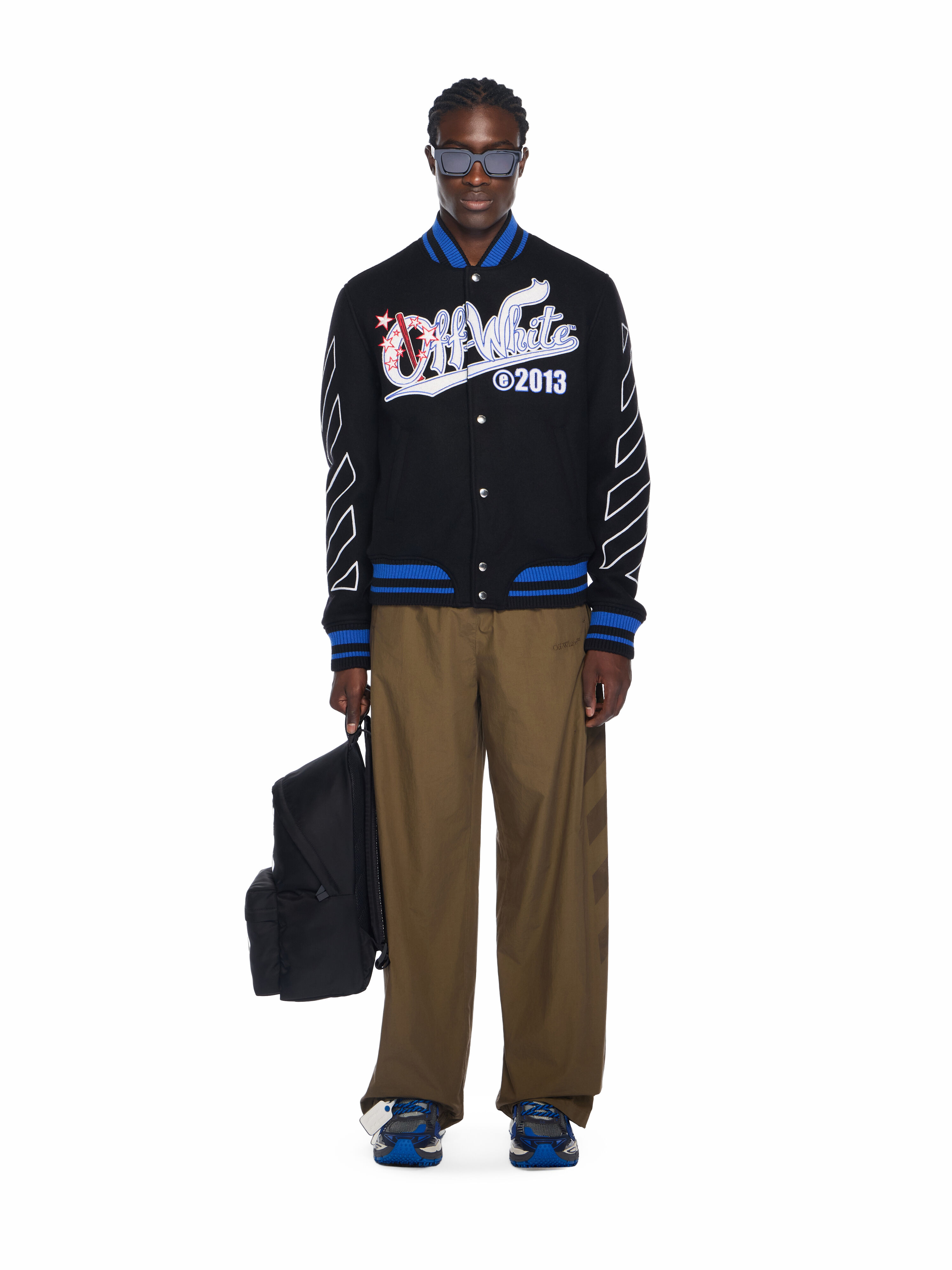 Street Wiz Wool Varsity Jacket in BLACK - MULTICOLOR for Men | Off