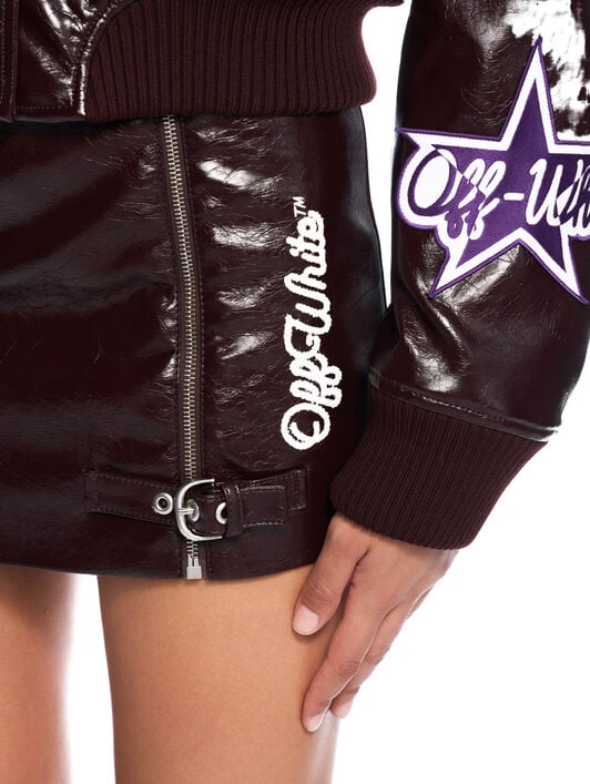 Crinkle Coated Mini Skirt OFF WHITE Crinkle Coated Mini Skirt CHOCOLATE PLUM-WHITE OWCU01GF25FAB001