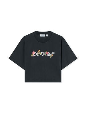 OFF WHITE Bookish Flower Crop Tee Fade Out Black White 2FA00640T