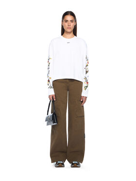 OFF WHITE Embroidered Flowers Arrow Long Sleeve T-Shirt WHITE - BLACK OWAB038F25JER001