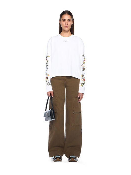 Embroidered Flowers Arrow Long Sleeve T-Shirt OFF WHITE Embroidered Flowers Arrow Long Sleeve T-Shirt WHITE - BLACK OWAB038F25JER001