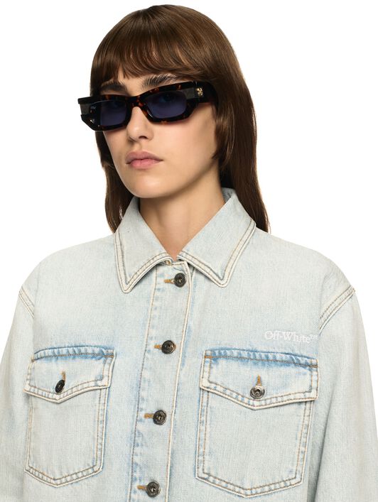 OFF WHITE Weiße Denim Fresco Hemdjacke BLAU OWYQ004S25DEN001